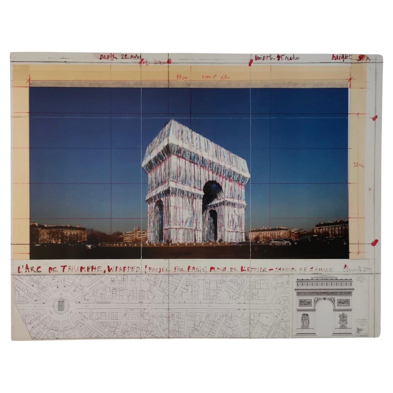 American Christo Javacheff Print of L'Arc de Triomphe Wrapped Project Signed 2020 For Sale