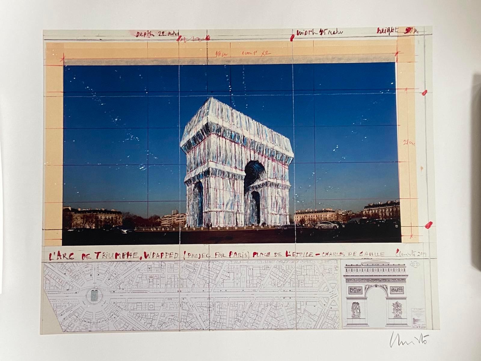Christo Javacheff Print of L'Arc de Triomphe Wrapped Project Signed 2020 1