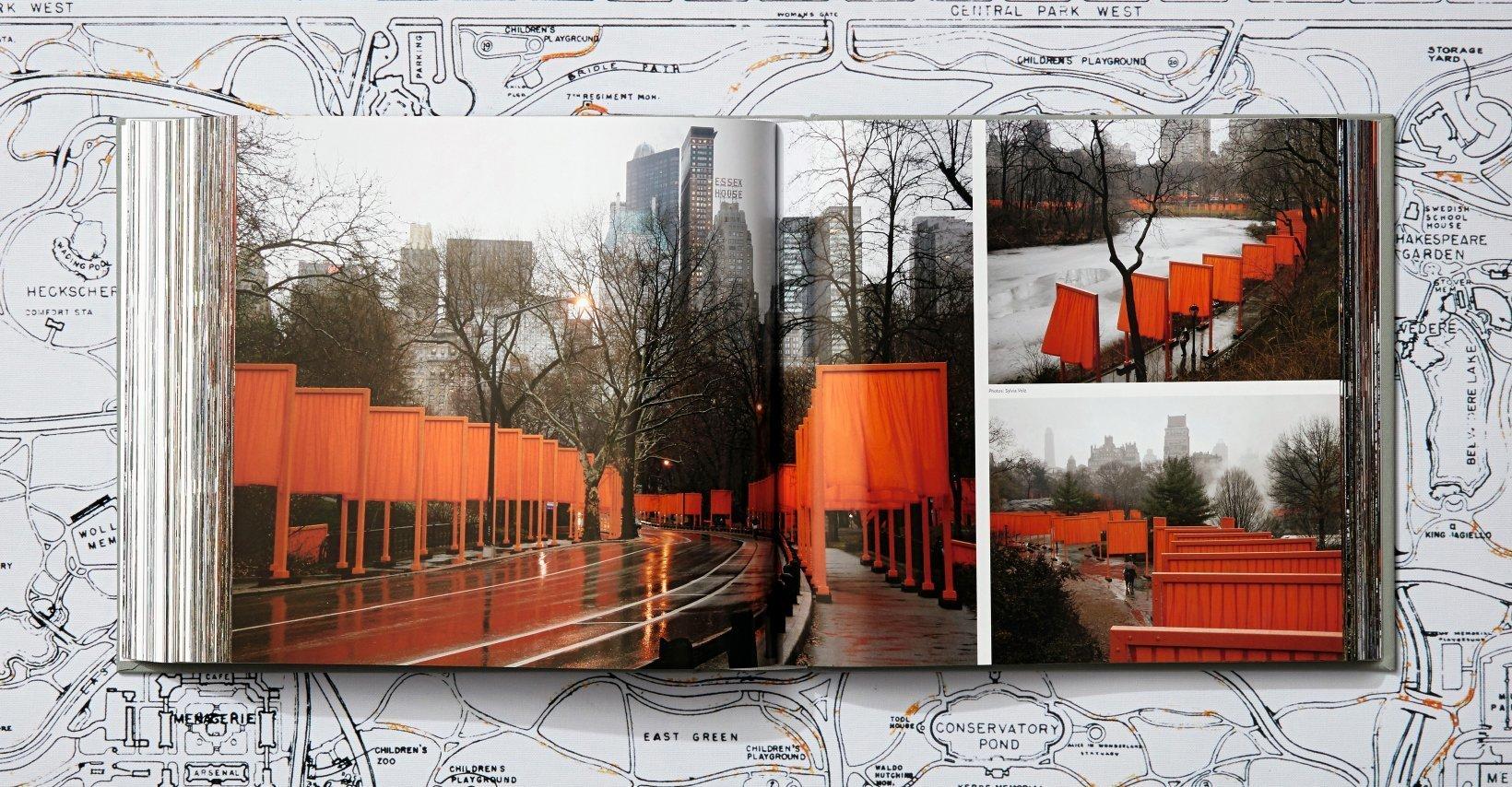 Christo & Jeanne-Claude, The Gates, limitiertes signiertes Buch mit Original-Stoff, quadratisch im Angebot 3