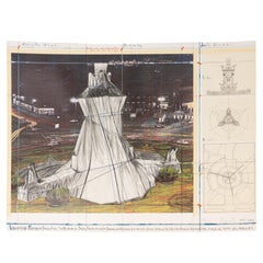 Christo Lithographie-Collage "Fontaine enveloppée", 2009