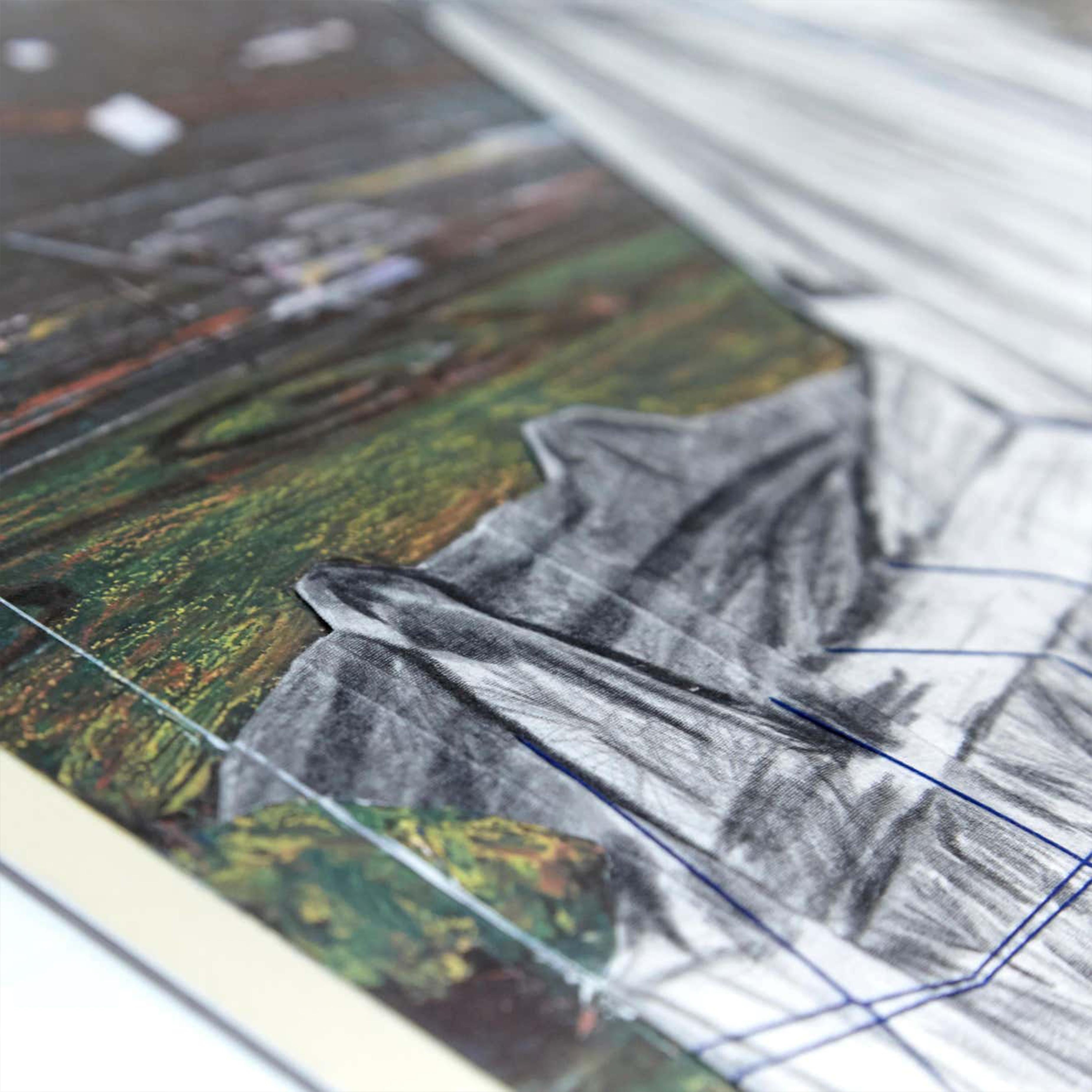 Christo Brunnen mit Lithographie-Collage umwickelt im Angebot 2