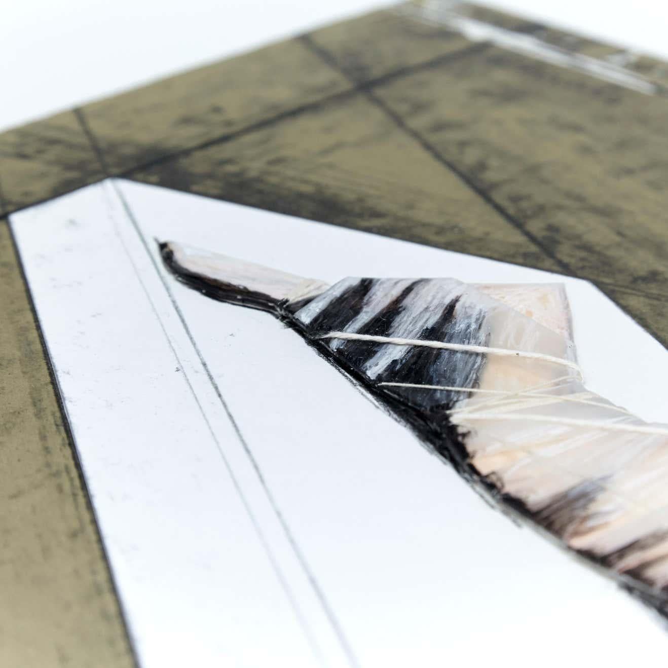 Lithograph-collage made by Christo
Wrapped woman, 1996.

Measures: 55.5 x 71.0 cm
Edition 125.