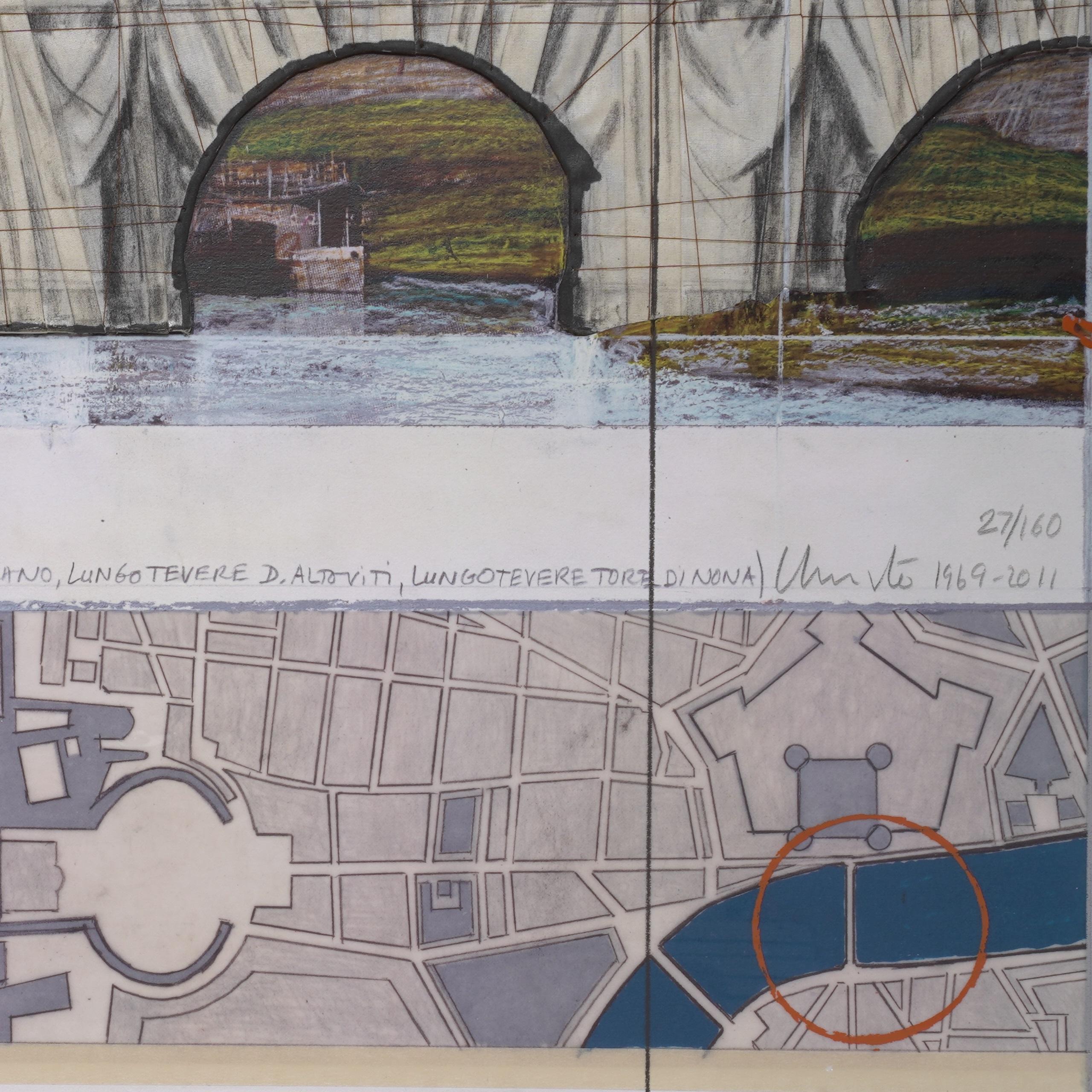 Ponte Sant'Angelo - Christo, Contemporain, 21e siècle, Collage, Édition limitée en vente 6