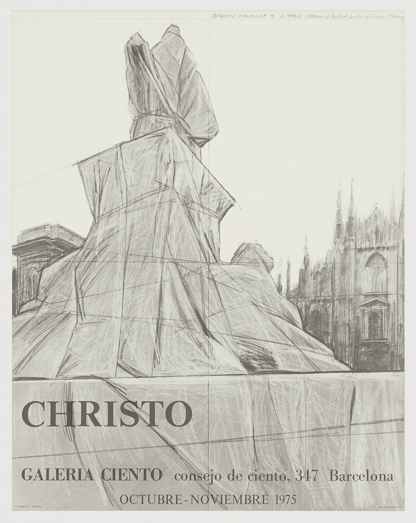 Figurative Print di Christo - Manifesto originale americano bulgaro del 1975 Galeria A mostra Barcellona Spagna