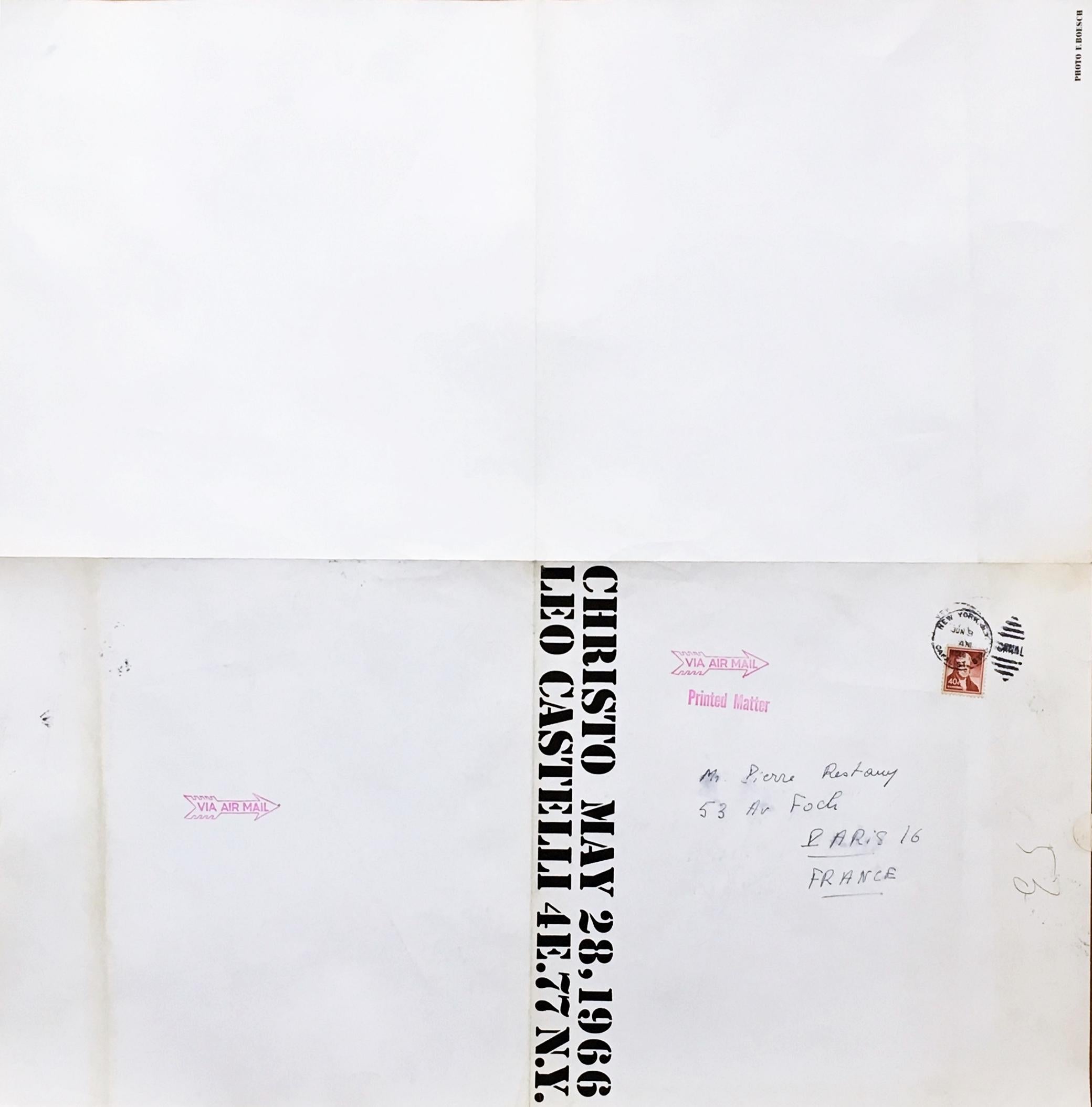 Christo bei Leo Castelli, Einladung, handsigniert von Christo an Pierre Restany im Angebot 8