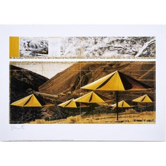Vintage Christo 'The Umbrellas - Joint Project for Japan and USA' (Yellow) Signed Print