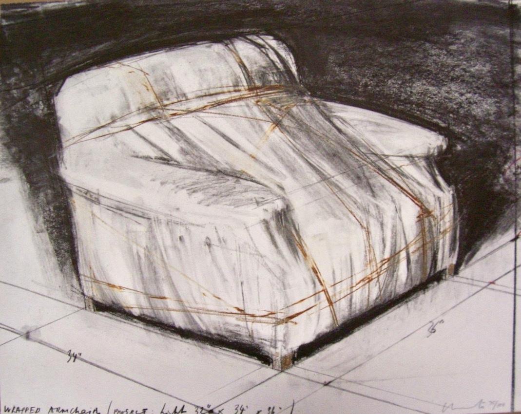 Christo, Sillón envuelto, 1977, litografía