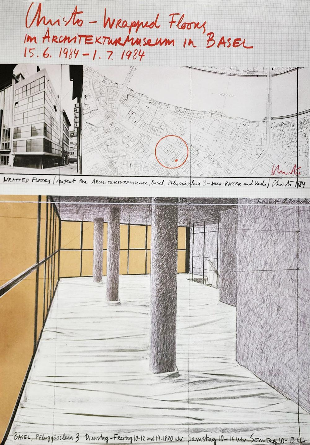 Christo Interior Print – CHRISTO 'WRAPPED FLOORS - 1984', handsignierte OFFSET-LITHOGRAPH
