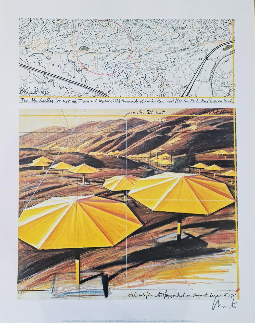 Christo Interior Print - CHRISTO 'YELLOW UMBRELLAS - 1987