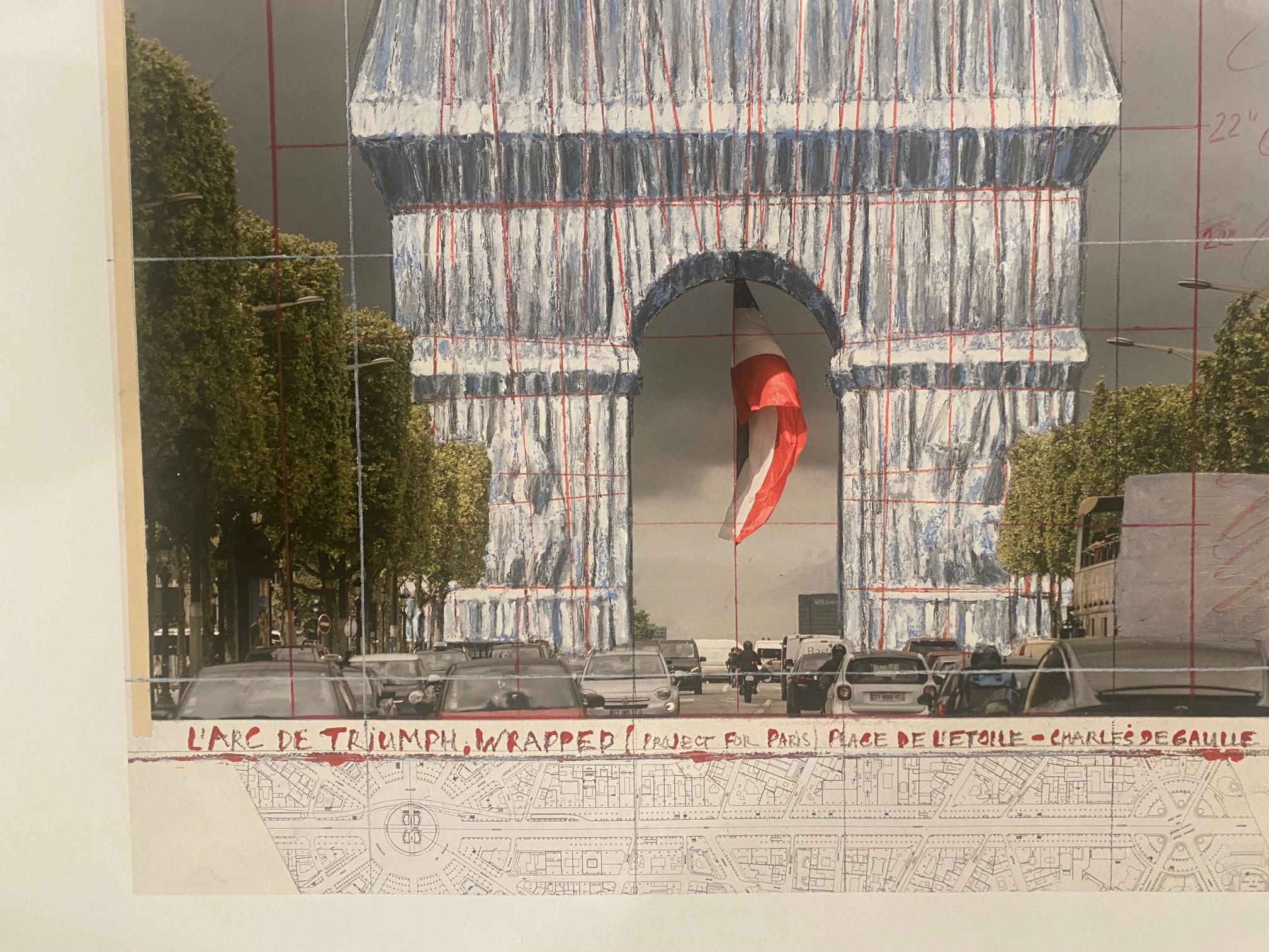 L'Arc de Triomphe, wrapped  - original Christo modern art lithograph Paris 1