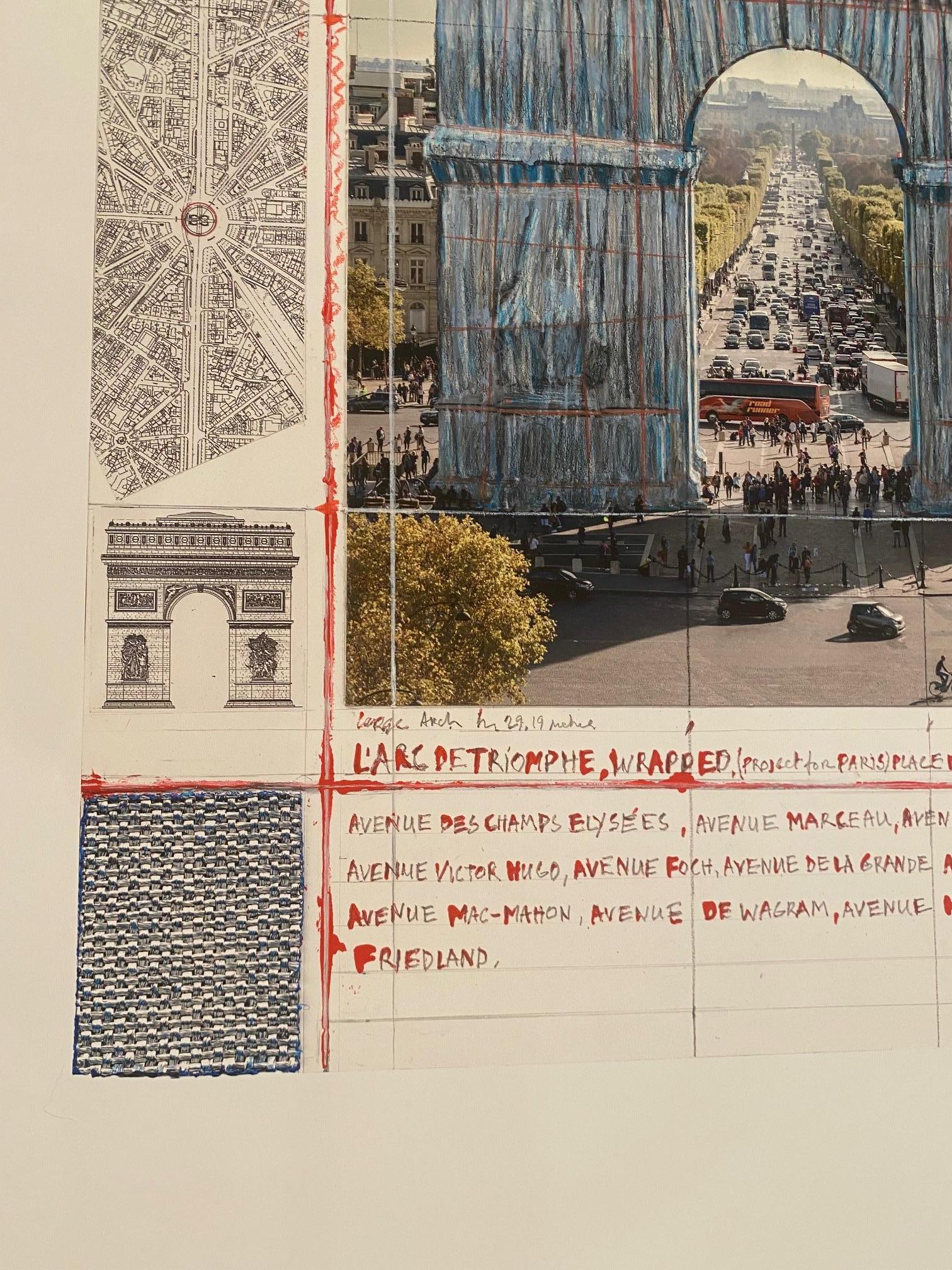 L'Arc de Triomphe, wrapped  - original Christo modern art lithograph Paris For Sale 1