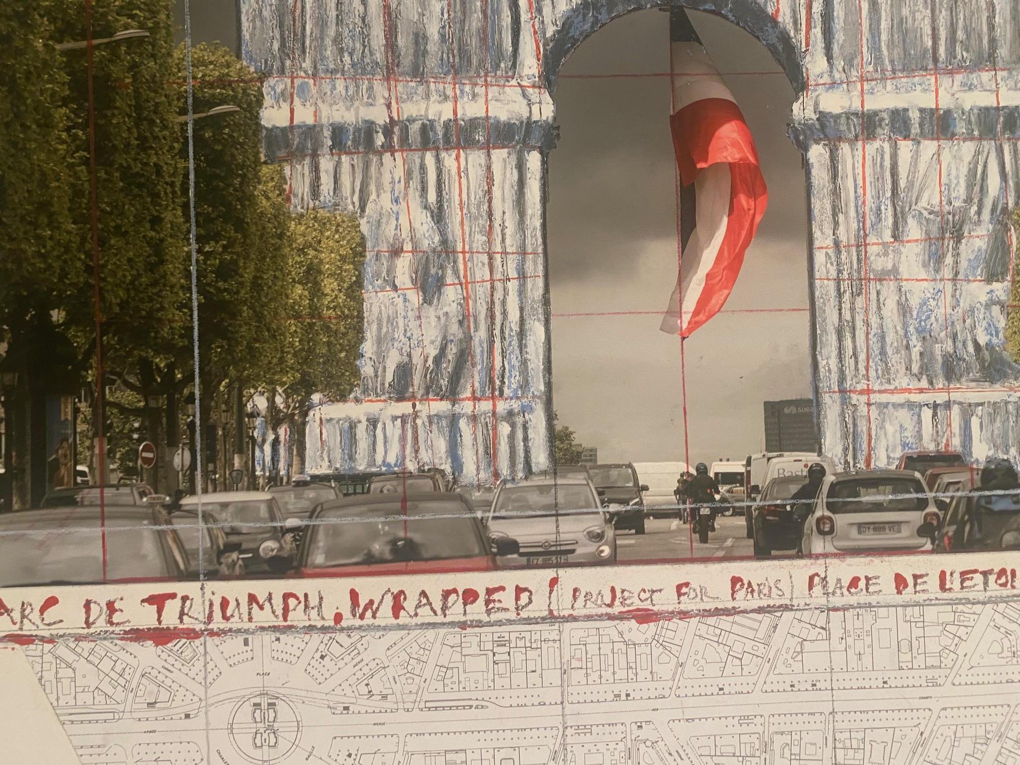 El Arco del Triunfo, envuelto  - litografía original de arte moderno Christo París en venta 3