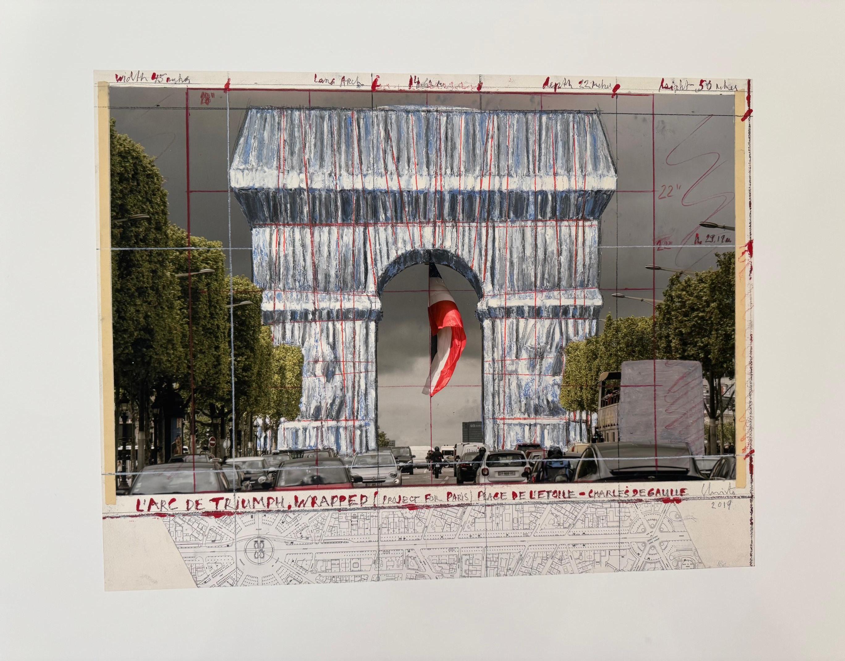 L'Arc de Triomphe, wrapped  - original Christo modern art lithograph Paris For Sale 7