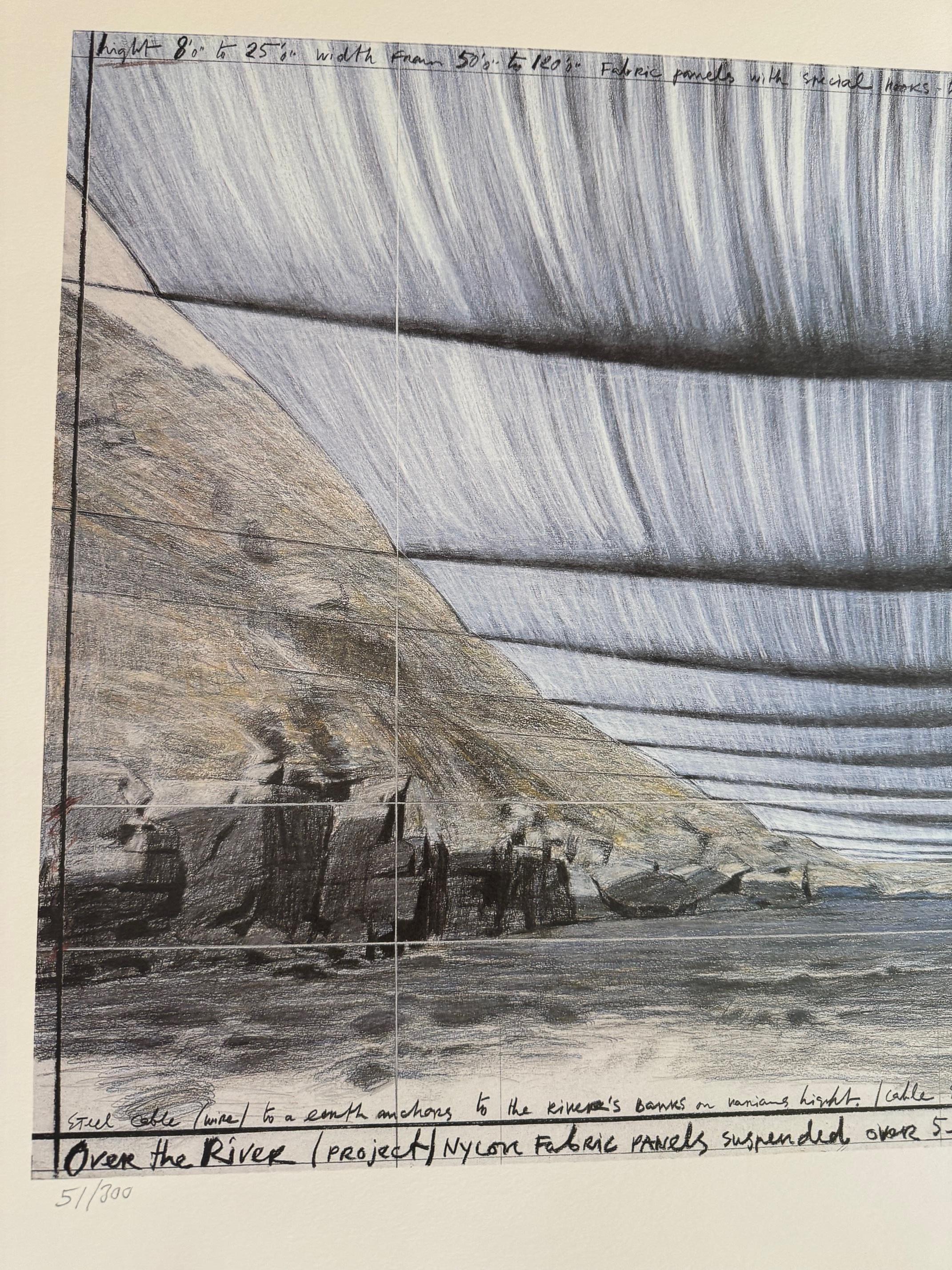 Sobre el río - arte moderno original de Christo Arkansas río desde abajo firmado en venta 8