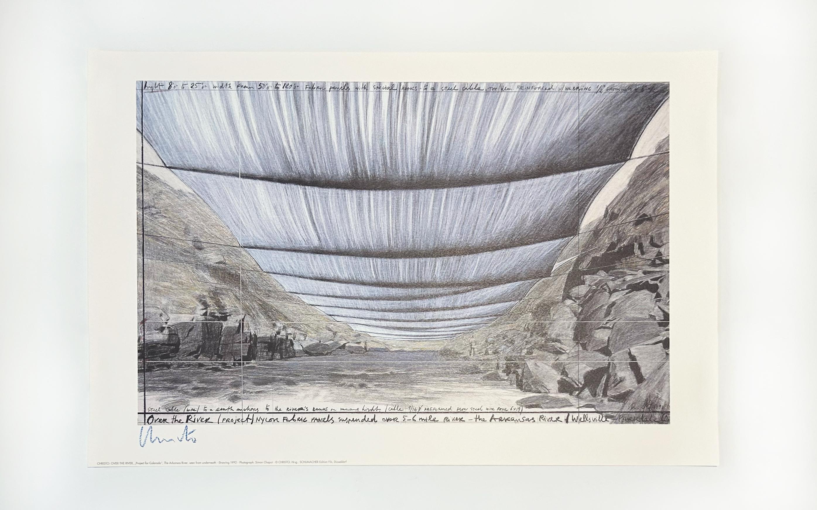 Sobre el río, Proyecto para Colorado, El río Arkansas, Visto desde abajo - Print de Christo