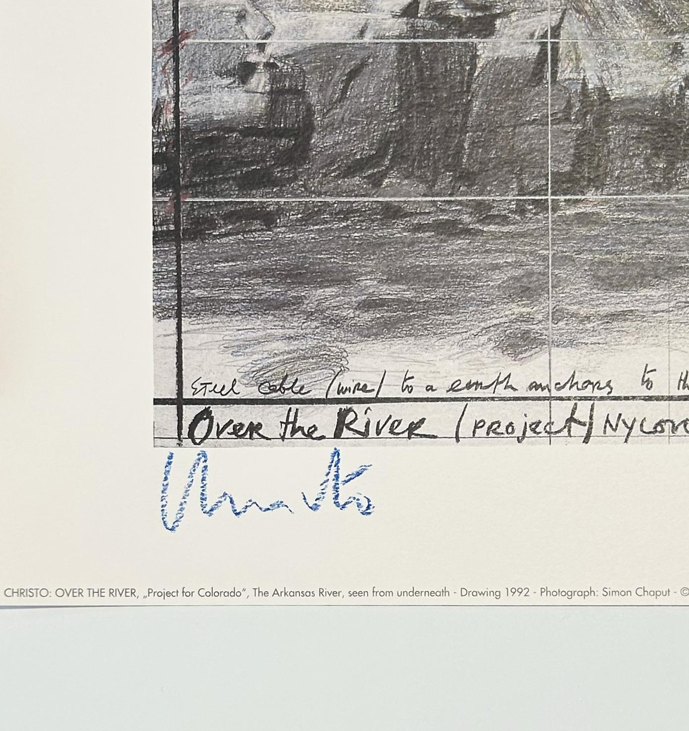 Sobre el río, Proyecto para Colorado, El río Arkansas, Visto desde abajo - Print moderno estadounidense de Christo