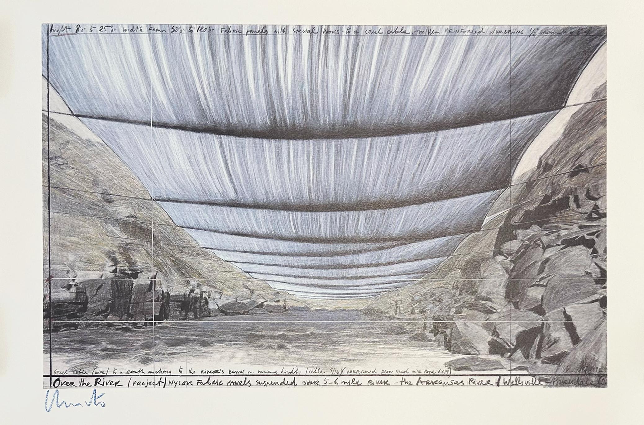 Print de Christo - Sobre el río, Proyecto para Colorado, El río Arkansas, Visto desde abajo