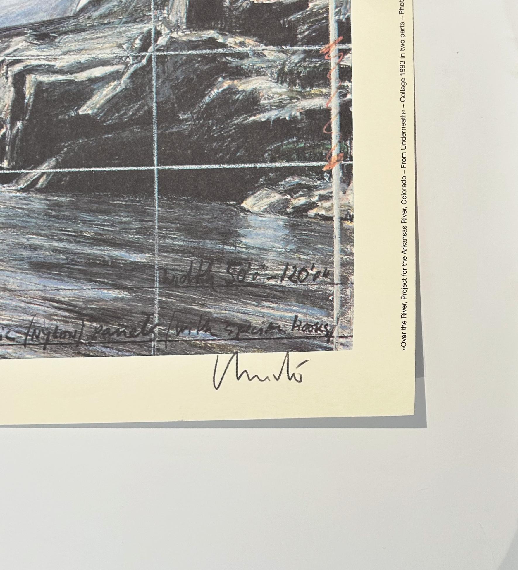Sobre el río, Proyecto para el río Arkansas, Colorado, Desde abajo - Print moderno estadounidense de Christo