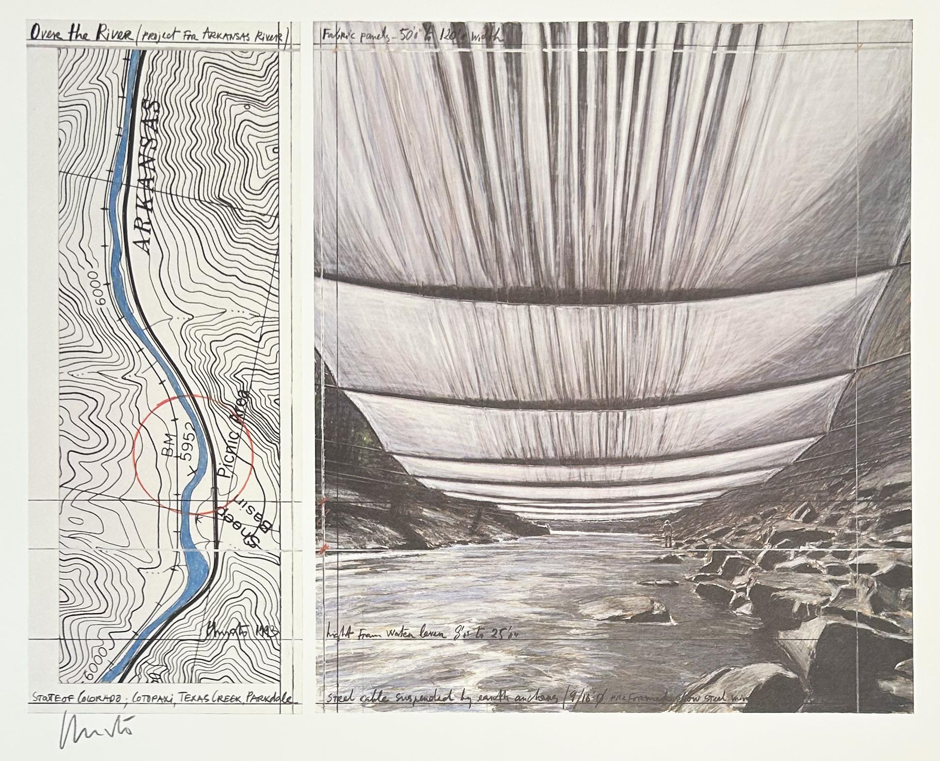 Landscape Print di Christo - Over The River, Progetto per il fiume Arkansas, Stato del Colorado