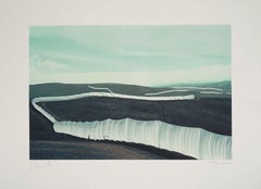 Running Fence -original Christo modern art lithograph landscape California fence