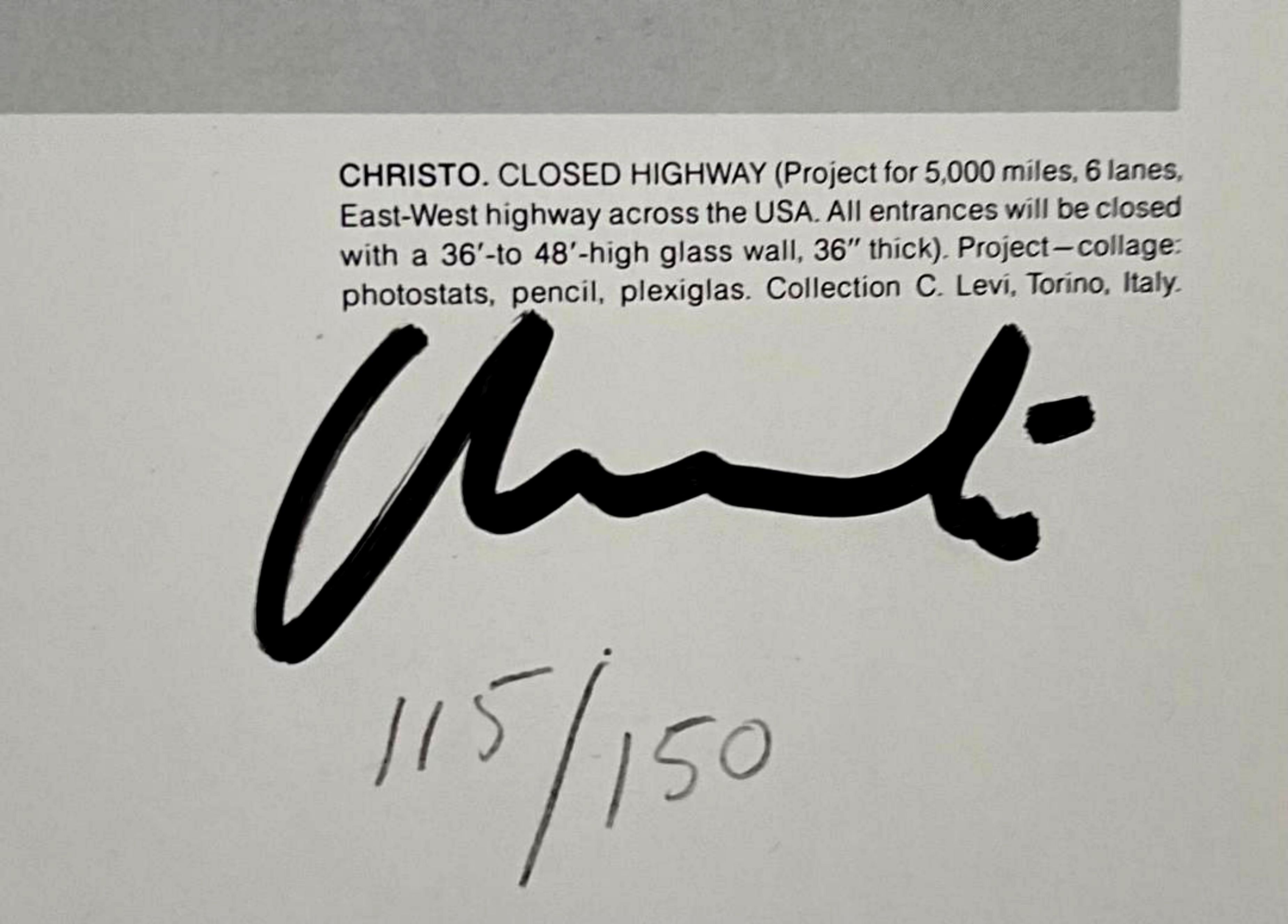 Signed and numbered lithograph for highway across America #115/150, Schelmann 51 - Print by Christo