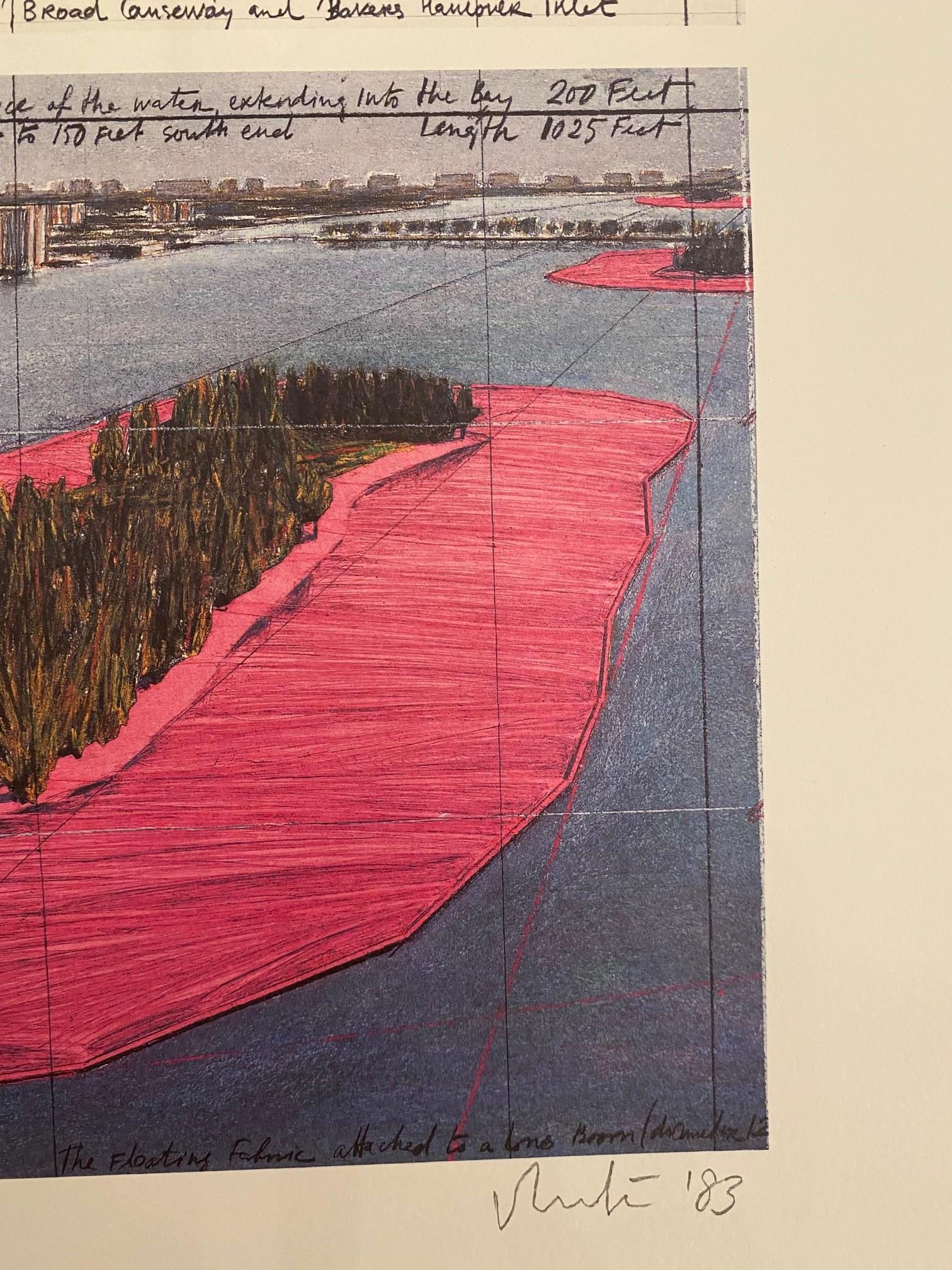 Surrounded Island (Biscayne Bay) original Christo modern art lithograph island 2