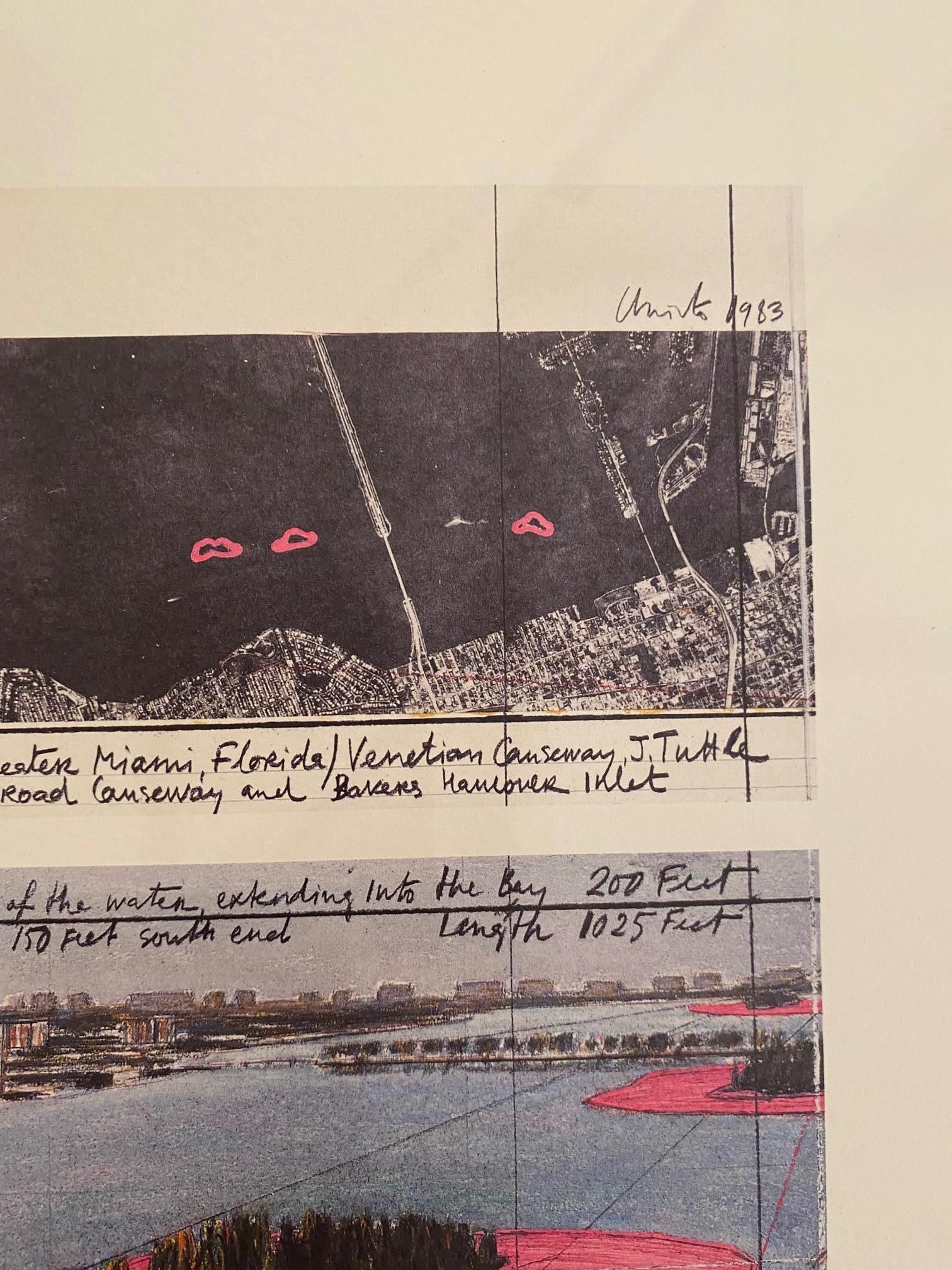 Surrounded Island (Biscayne Bay) original Christo modern art lithograph island 3