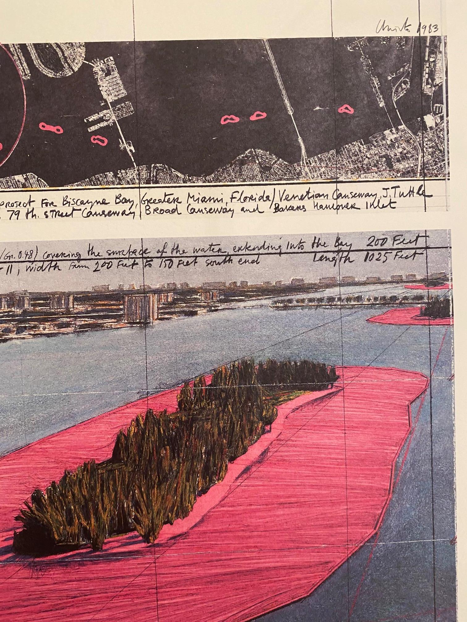 Surrounded Island (Biscayne Bay) original Christo modern art lithograph island 4