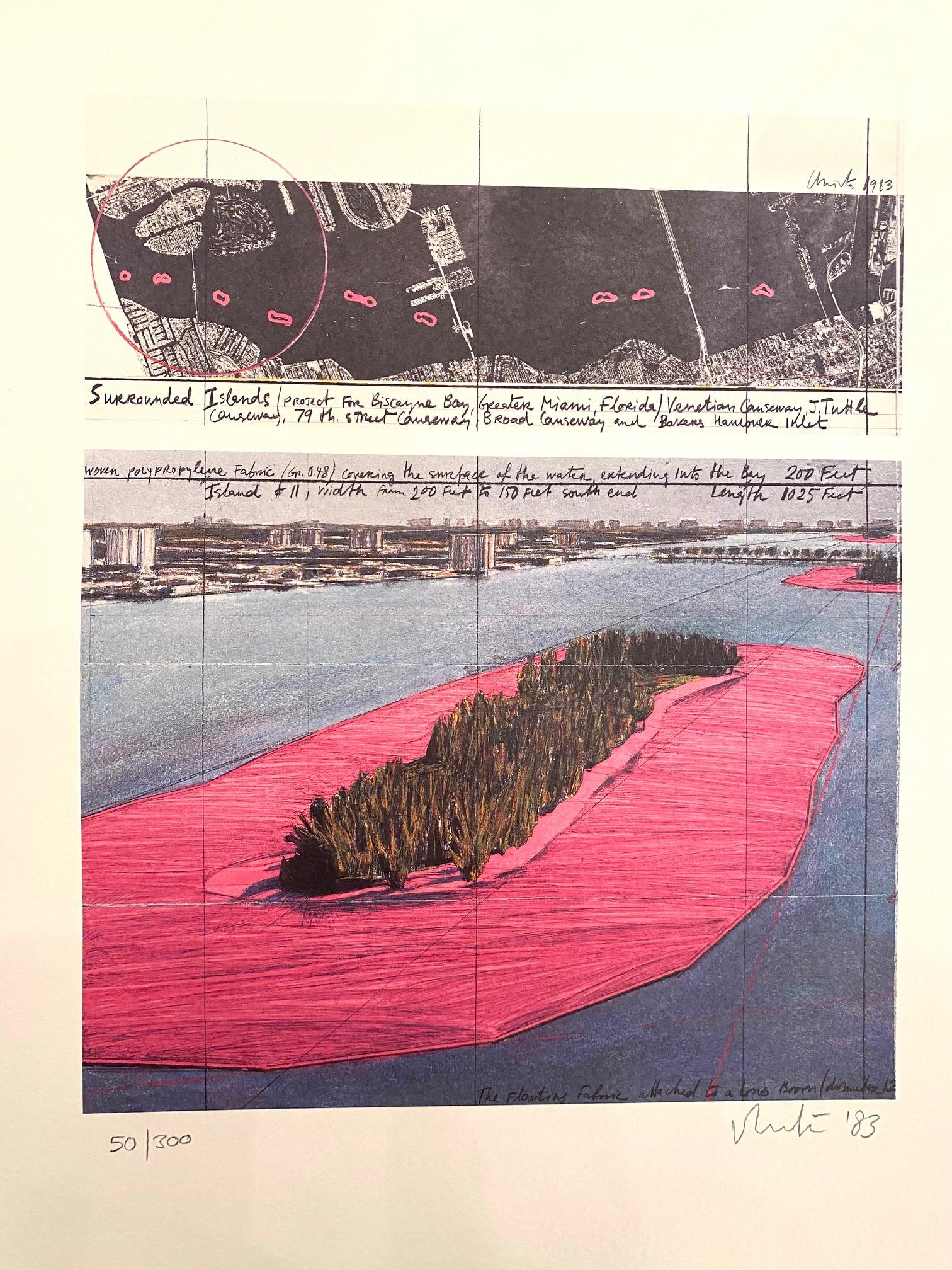 Surrounded Island (Biscayne Bay) original Christo modern art lithograph island 5