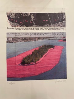 Surrounded Island (Biscayne Bay) original Christo modern art lithograph island