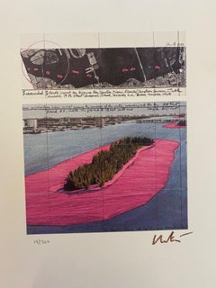 Surrounded Island (Island umgebende Bucht der Halbinsel) Original Christo Moderne Kunst Lithographie Insel