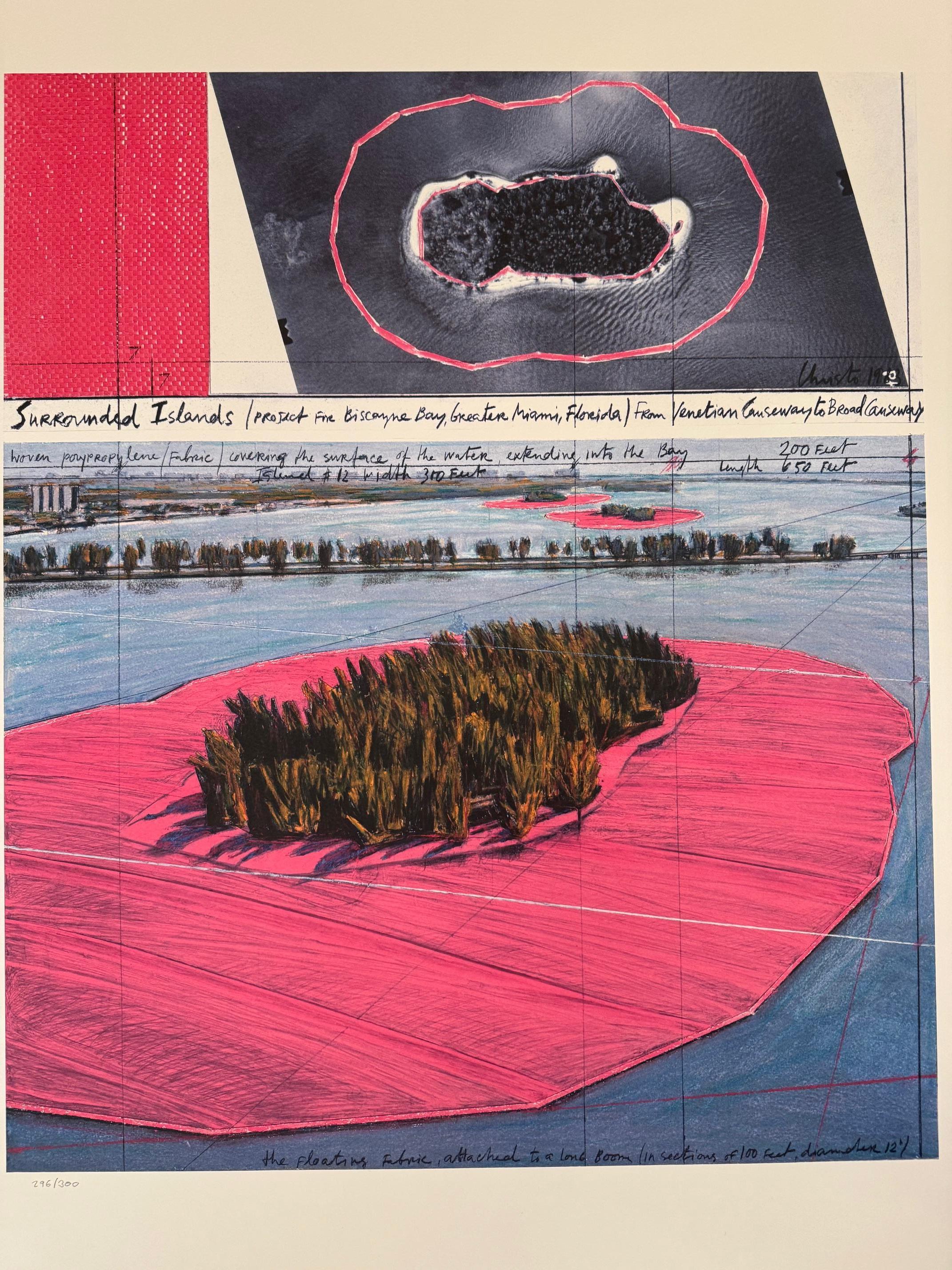 Isola circondata (Baia di Biscayne) litografia d'arte moderna originale di Christo Nature in vendita 3