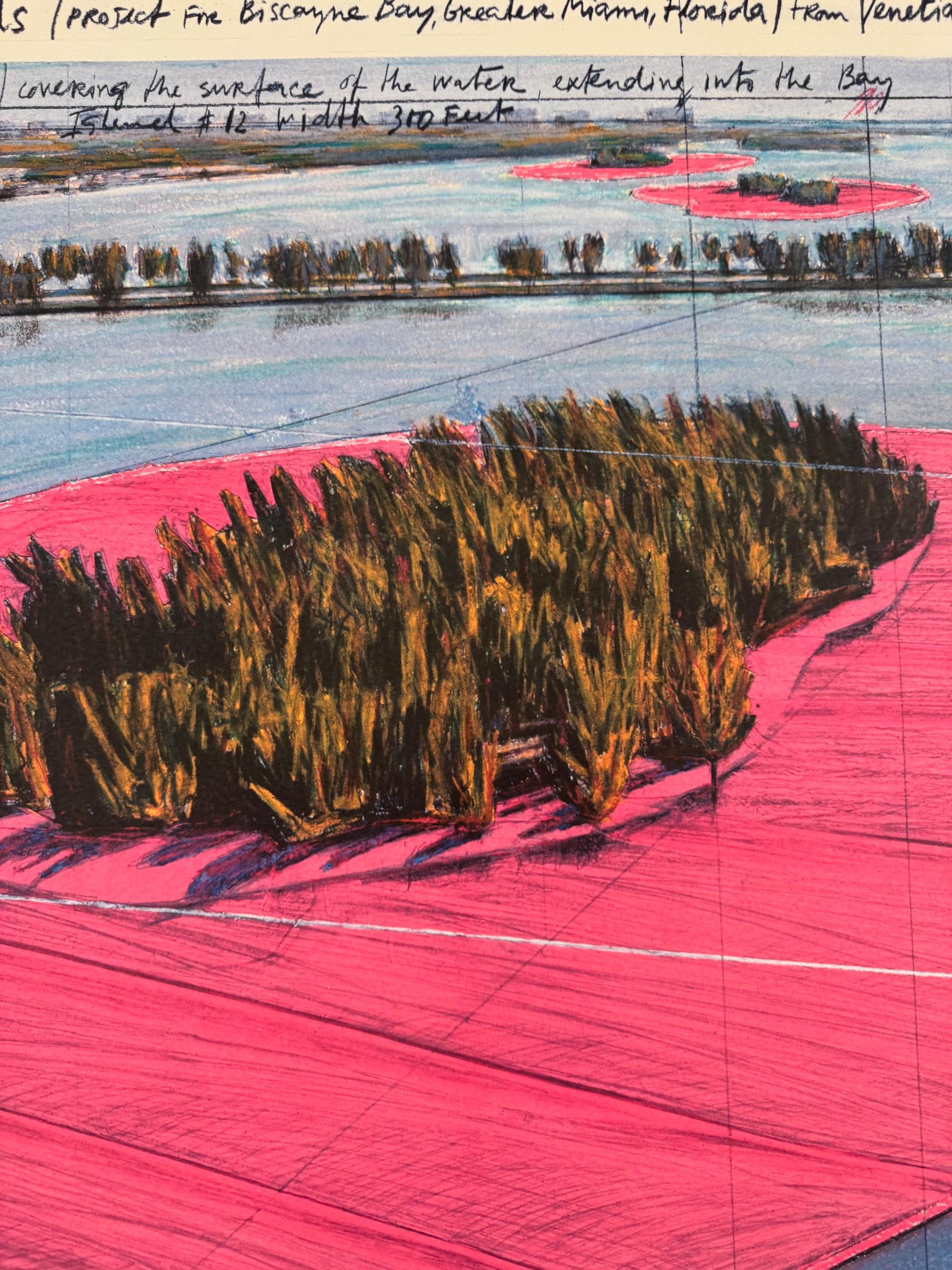 Isola circondata (Baia di Biscayne) litografia d'arte moderna originale di Christo Nature in vendita 4