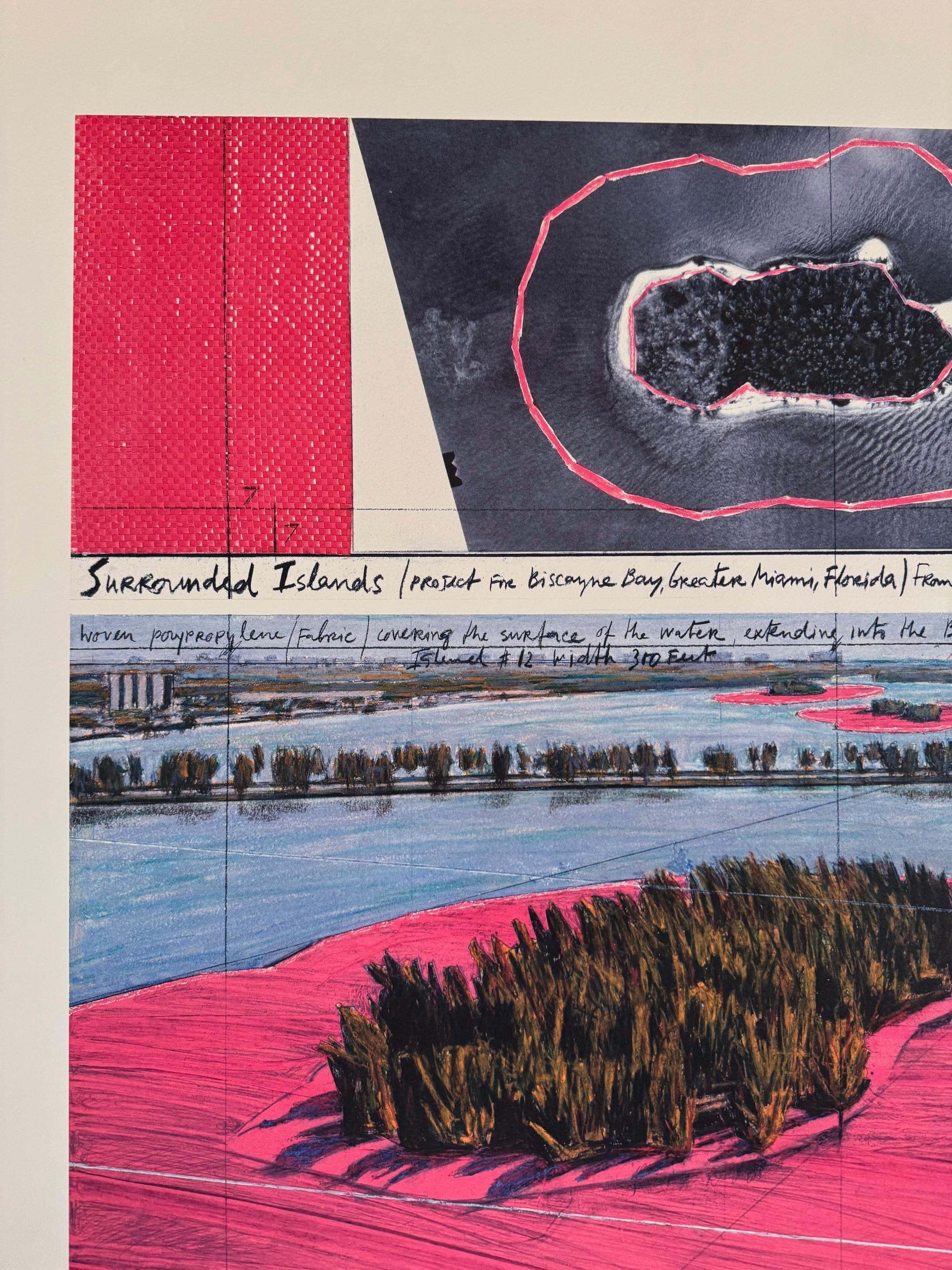 Isola circondata (Baia di Biscayne) litografia d'arte moderna originale di Christo Nature in vendita 5