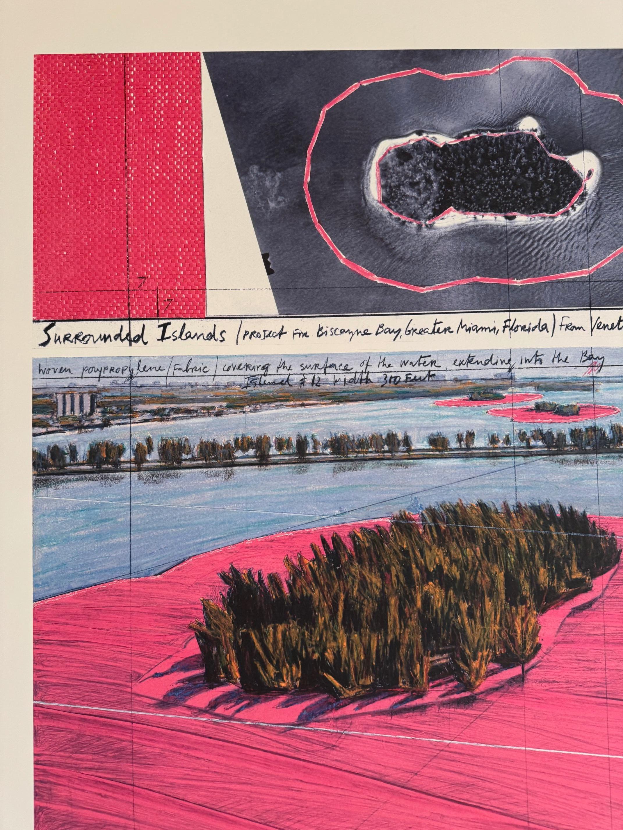 Isola circondata (Baia di Biscayne) litografia d'arte moderna originale di Christo Nature in vendita 6