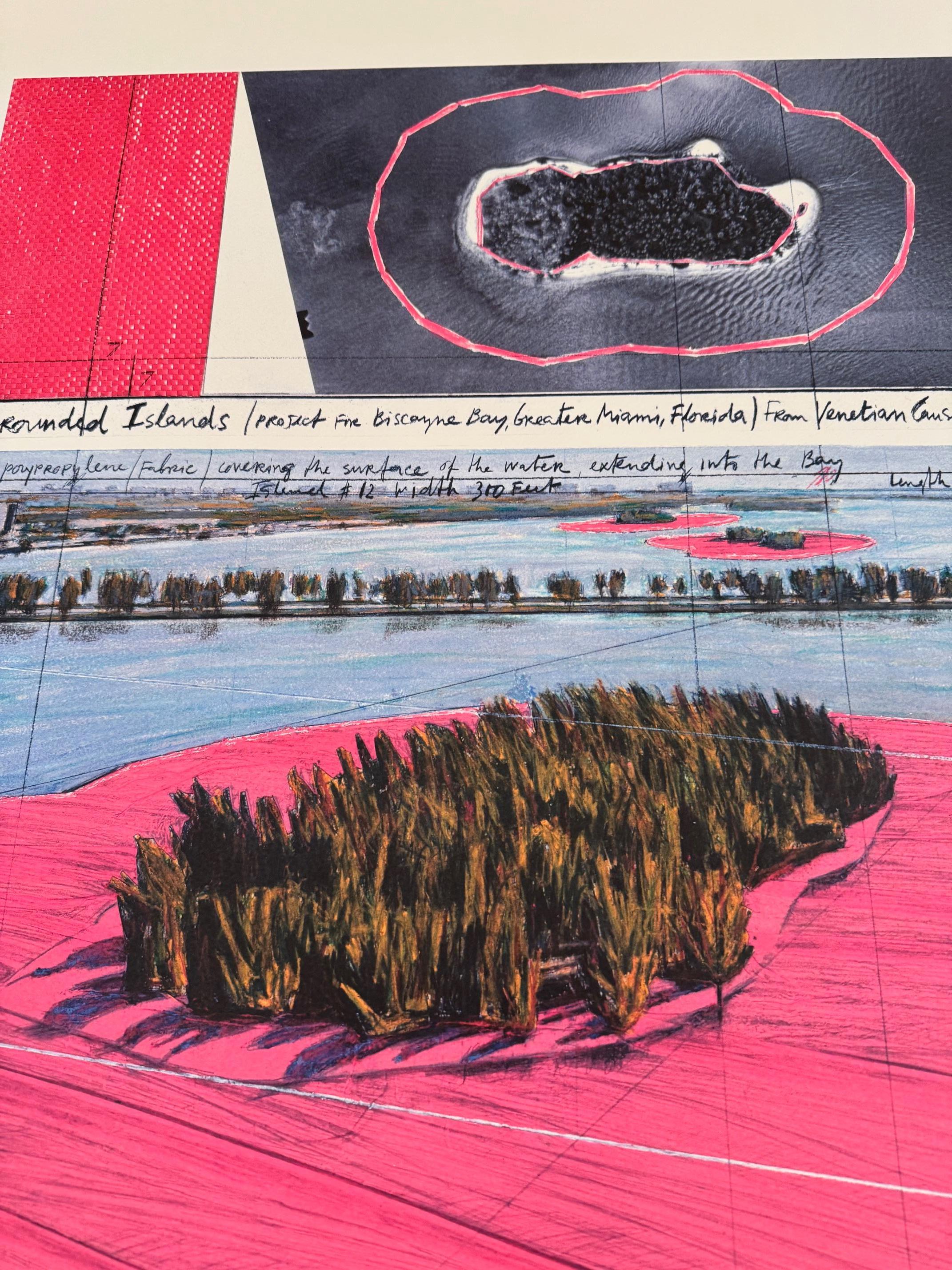 Isola circondata (Baia di Biscayne) litografia d'arte moderna originale di Christo Nature in vendita 7