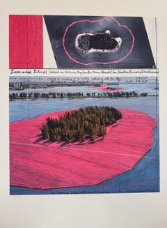Isola circondata (Baia di Biscayne) litografia d'arte moderna originale di Christo Nature