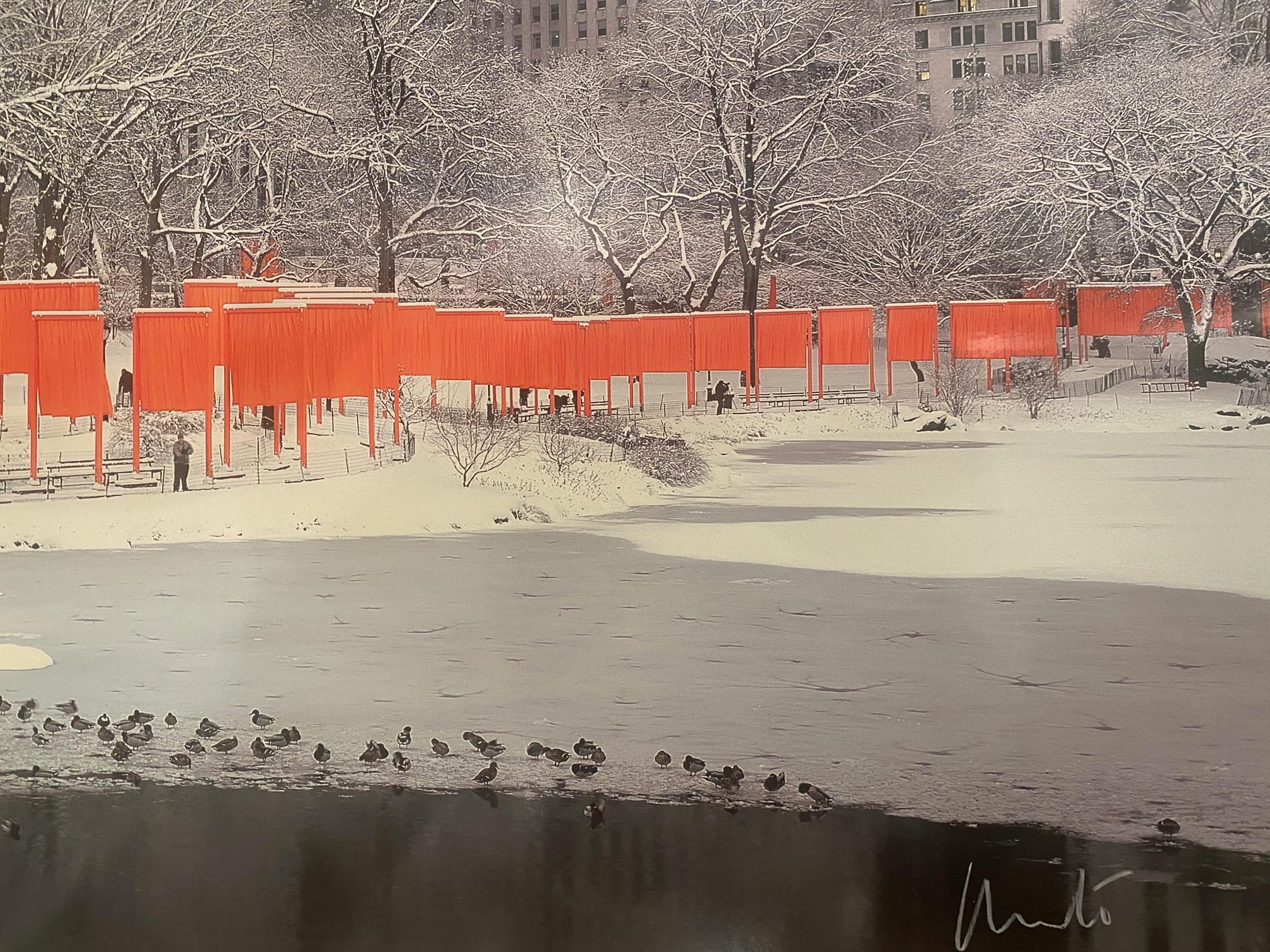 The Gates NYC Skyline in the Snow-original Christo modern art photograph signed  For Sale 1