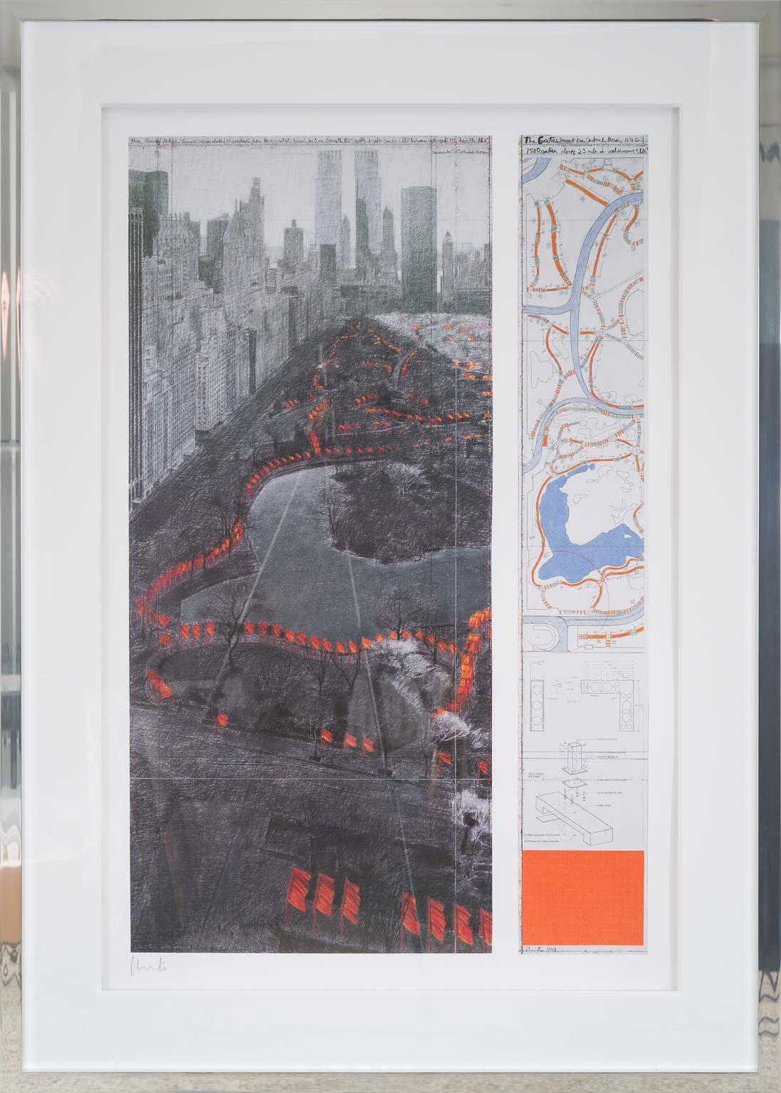 The Gates - litografia originale d'arte moderna di Christo New York Central Park 1