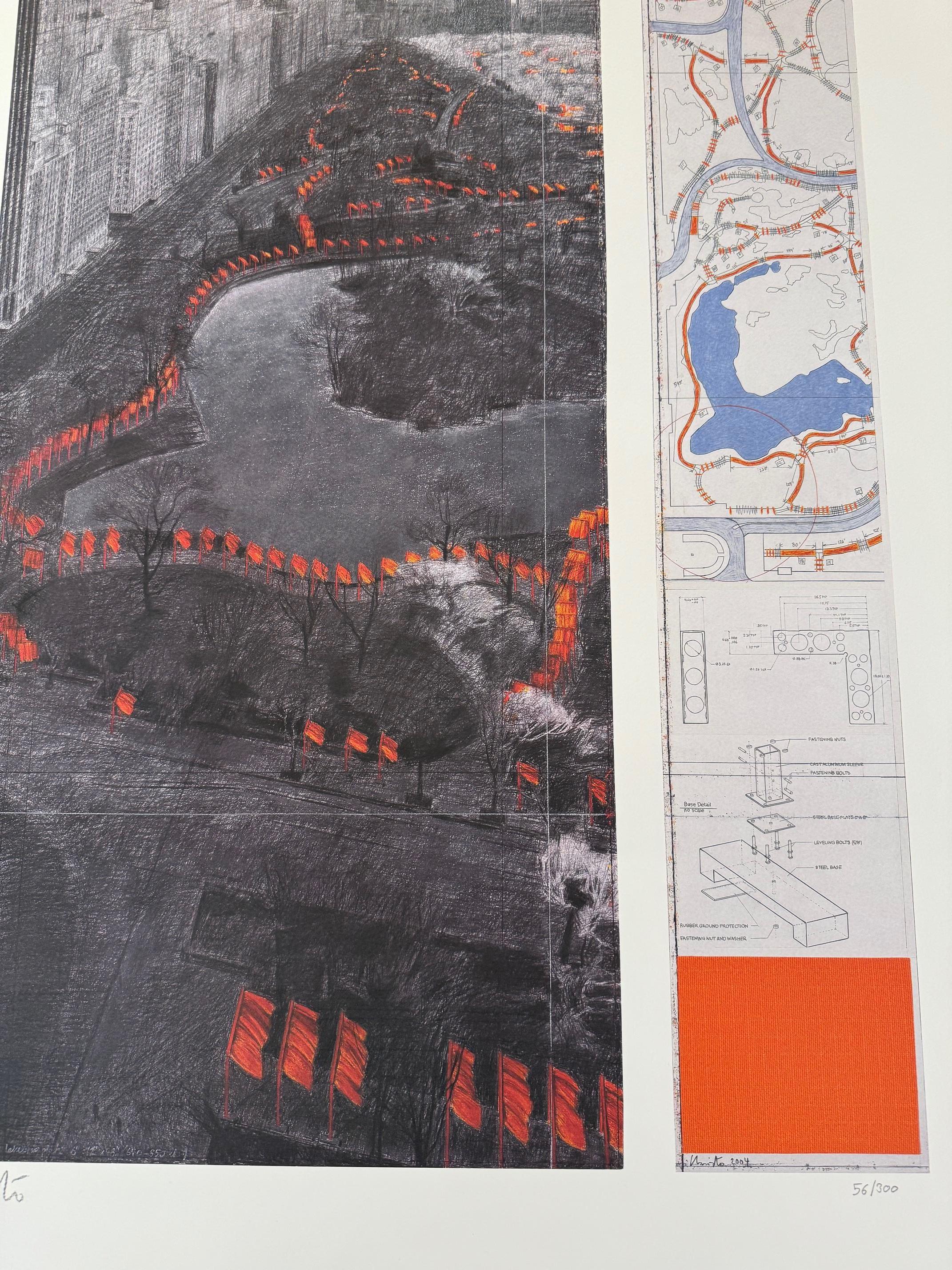 The Gates - litografia originale d'arte moderna di Christo New York Central Park 7