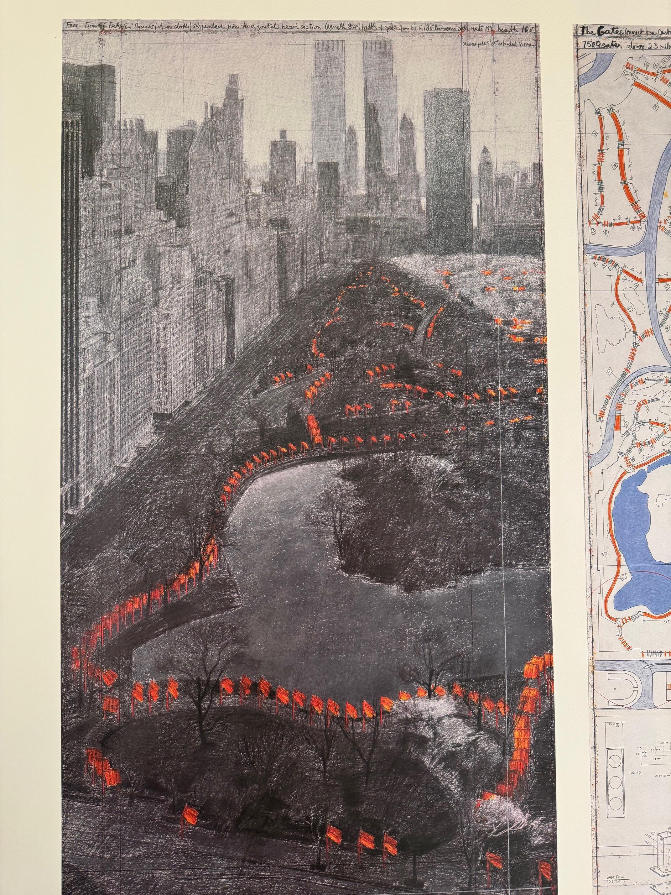 The Gates - original Christo modern art lithograph New York Central Park For Sale 6