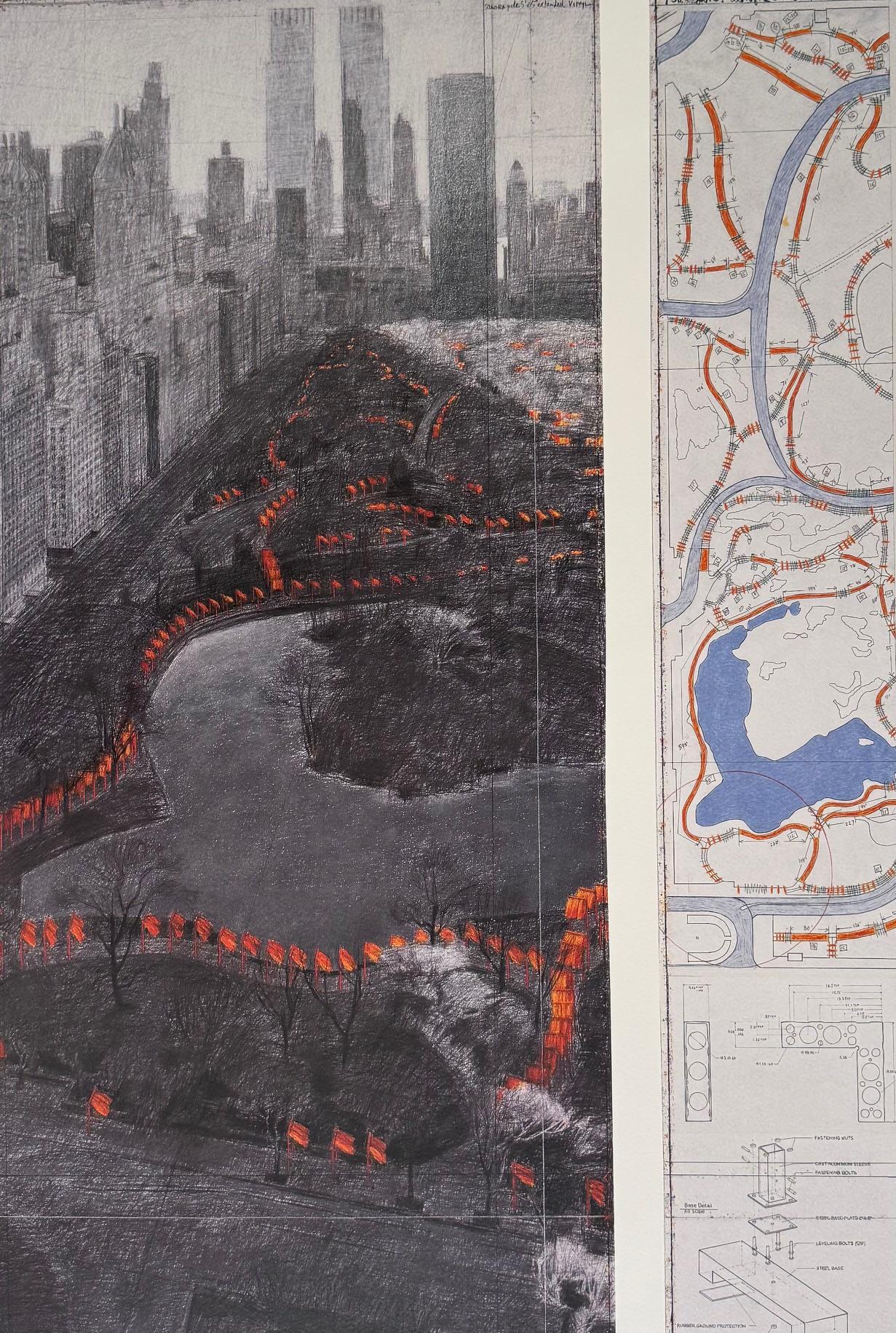 The Gates - original Christo modern art lithograph New York Central Park For Sale 8
