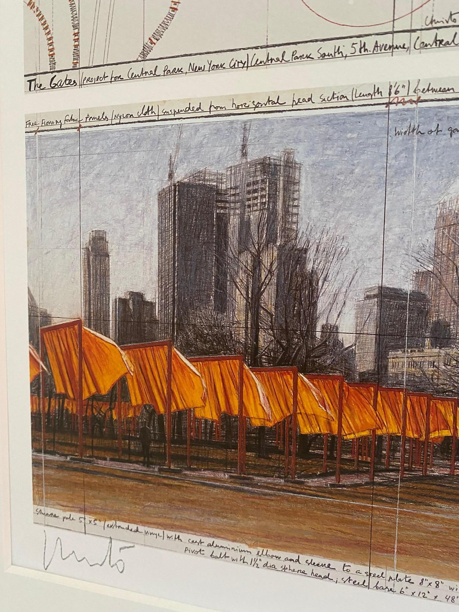 The Gates - litografía original de Christo de arte moderno de Nueva York Central Park firmada 2