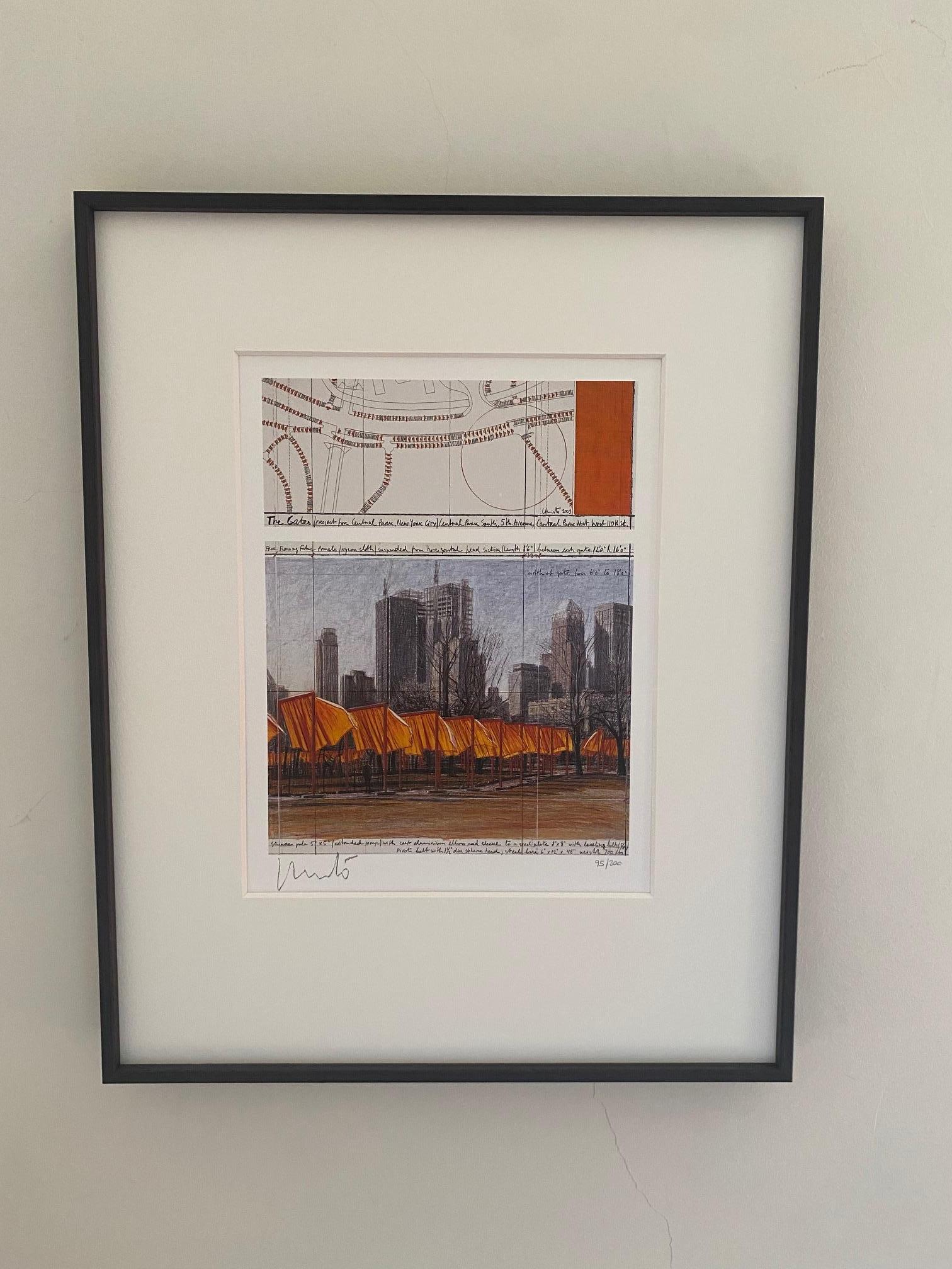 The Gates - litografía original de Christo de arte moderno de Nueva York Central Park firmada 5