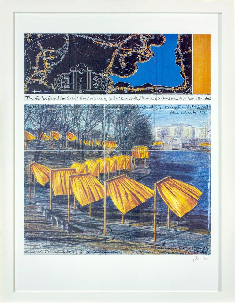 Christo Landscape Print - "The Gates VIII, from Project for Central Park, New York" signed lithograph