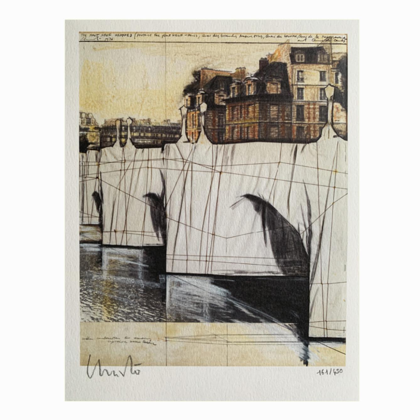 Christo Landscape Print - The Pont-Neuf Wrapped (Project for Paris), 1976