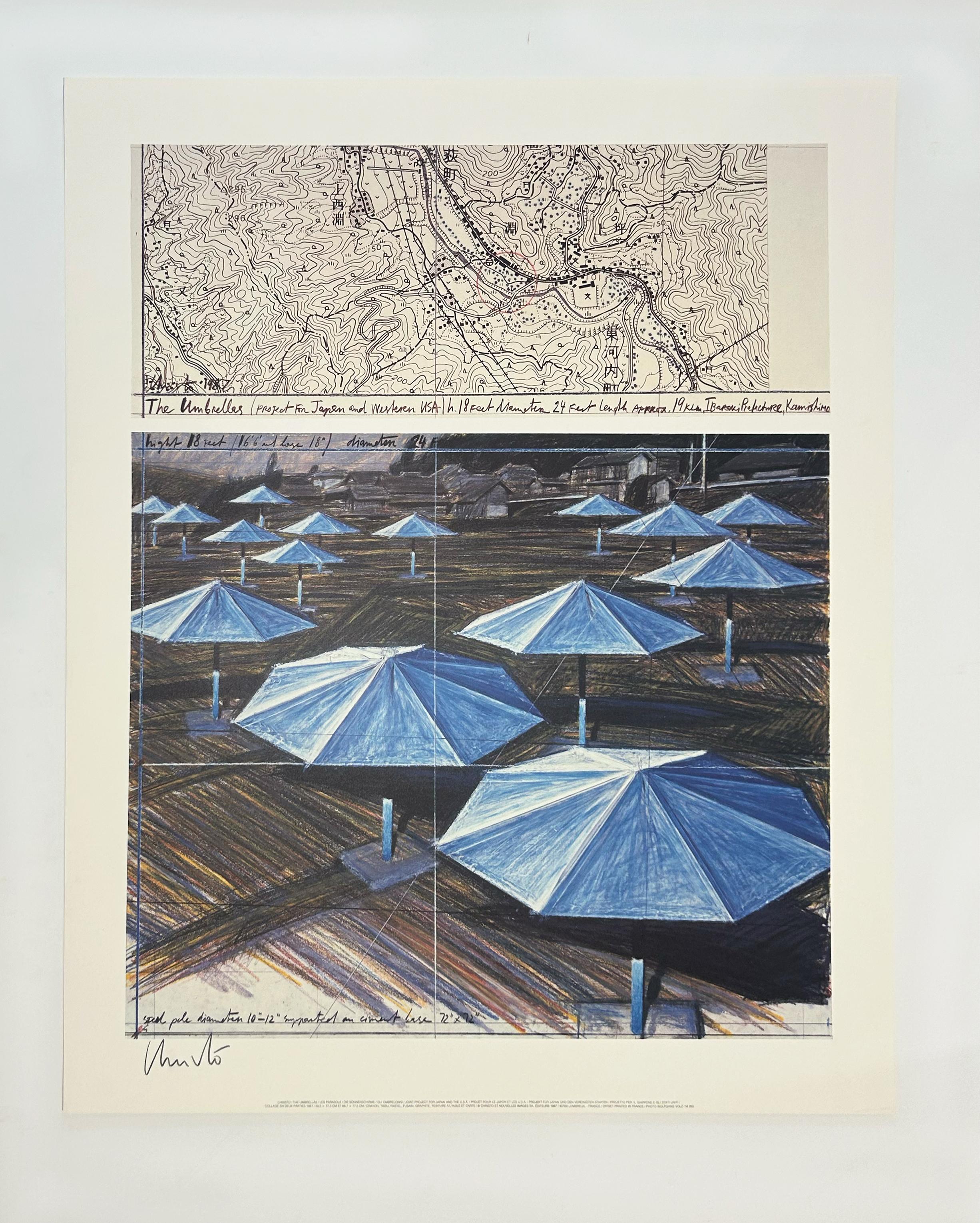 Gli Ombrelli, progetto congiunto per il Giappone e gli Stati Uniti. - Print di Christo