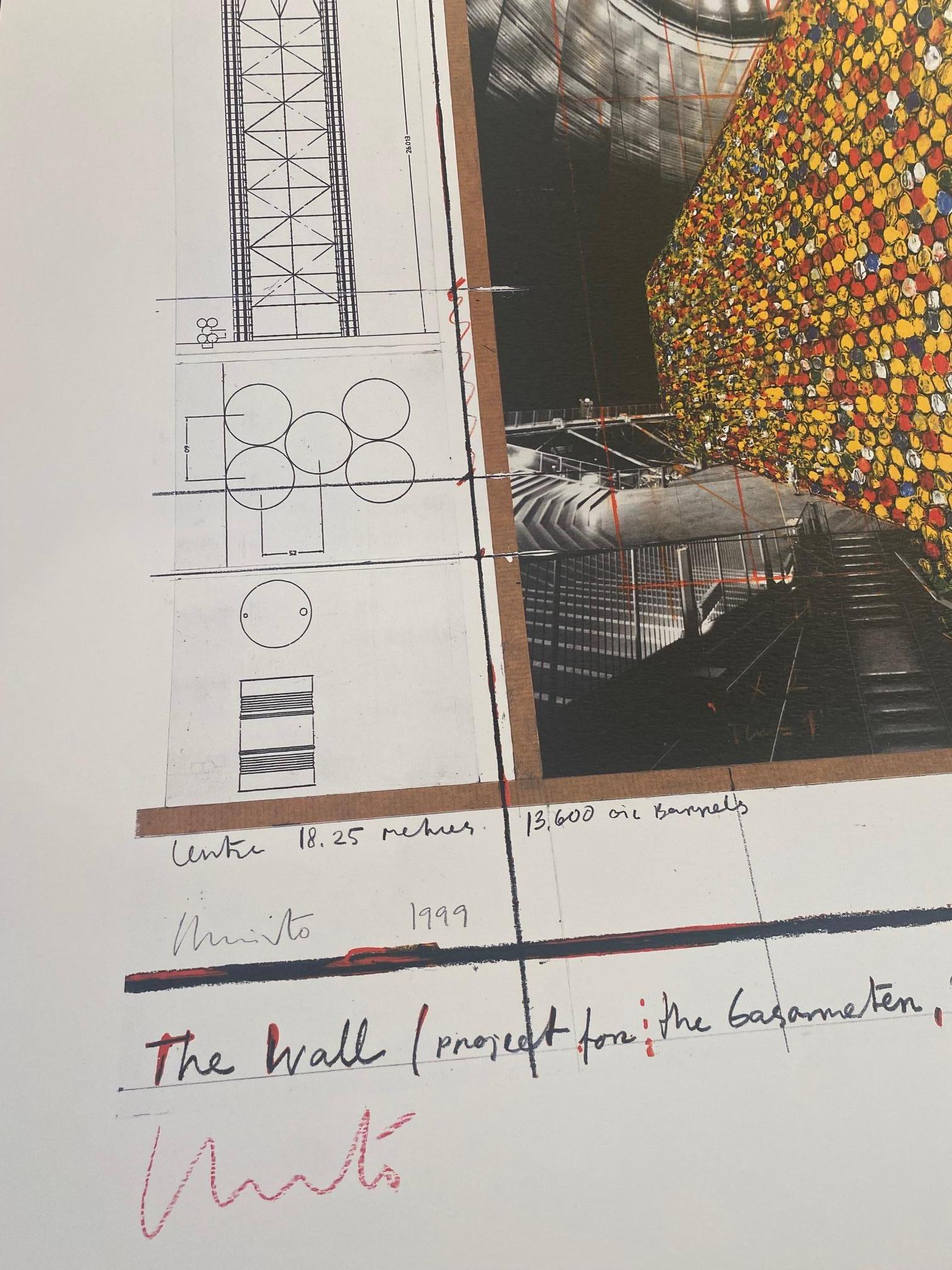The Wall  - original Christo modern art lithograph from 1999 signed 4