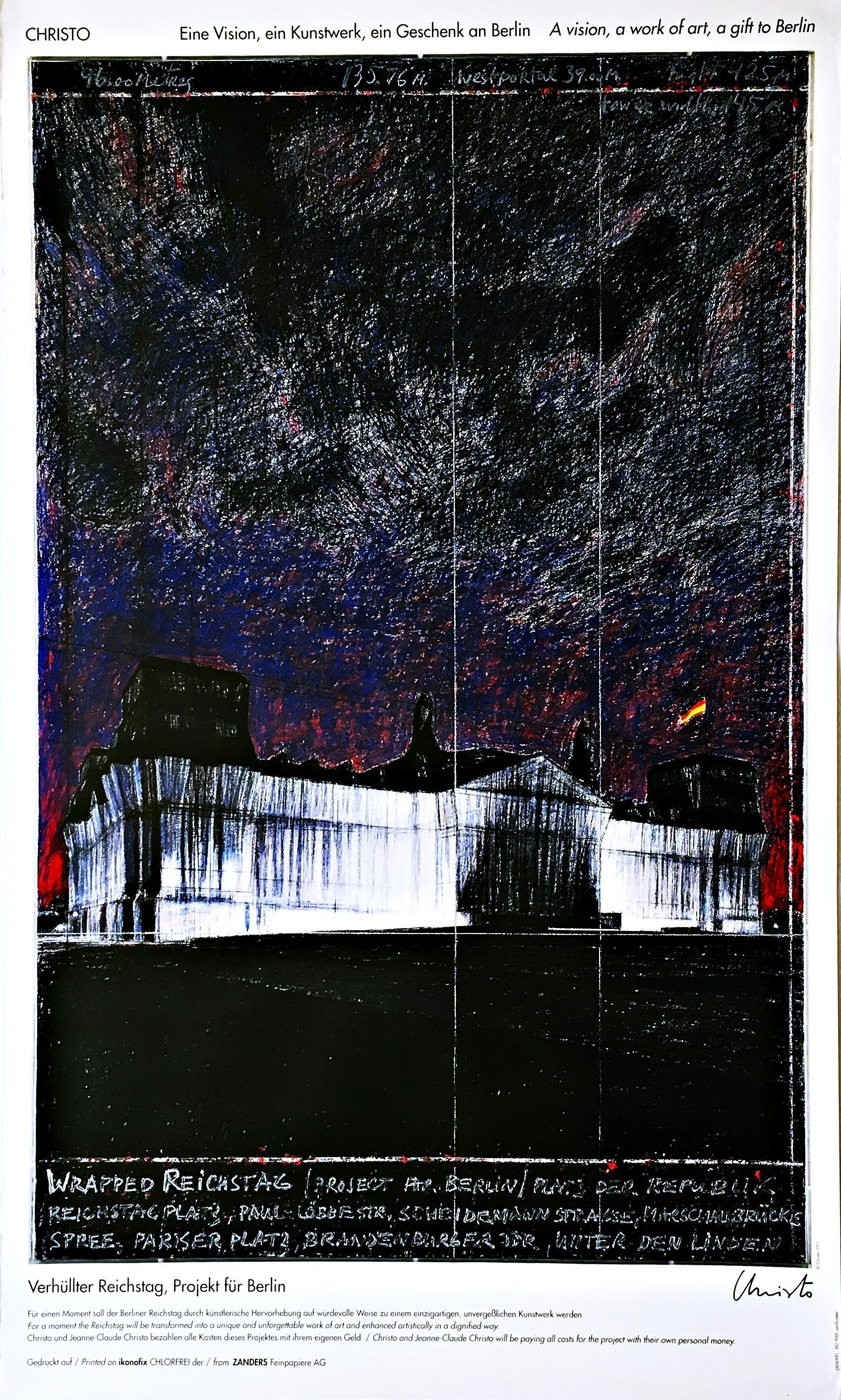Il Reichstag avvolto di notte (firmato a mano da Christo) in vendita 2