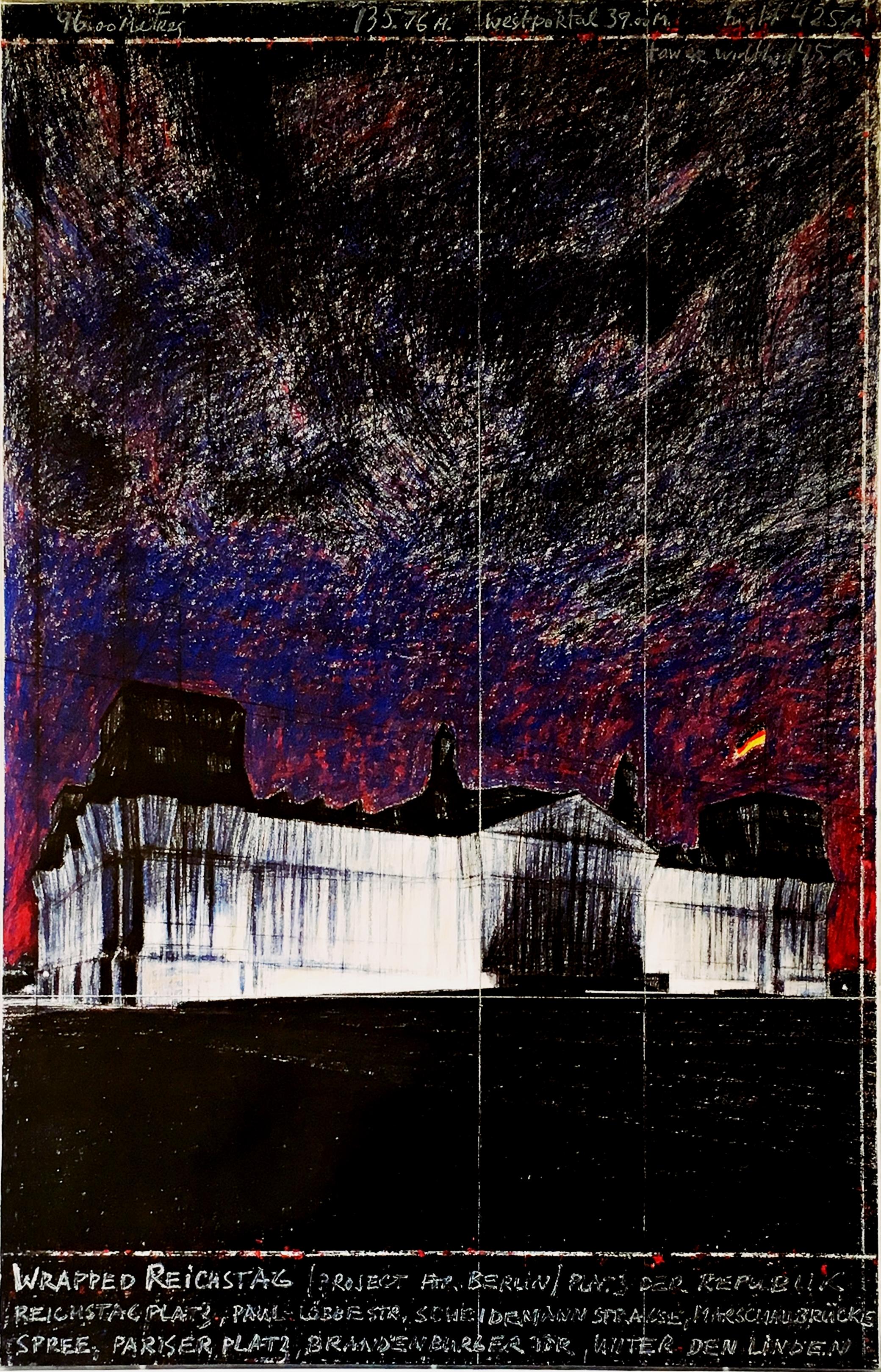 The Wrapped Reichstag at Night (Hand Signed) For Sale 1